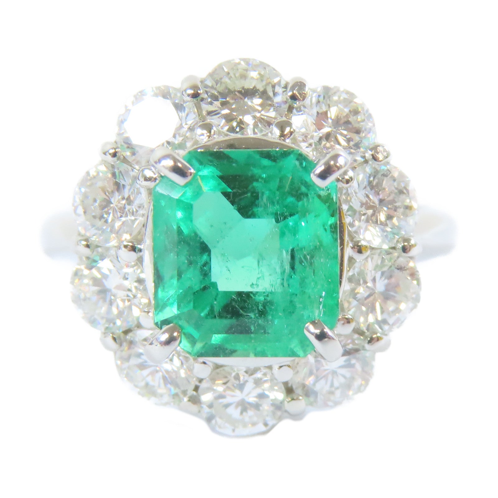 JEWELRY PT鉑金Emerald/Diamond Ring 2.33ct綠寶石/1.84ct鑽石戒指US#6.5