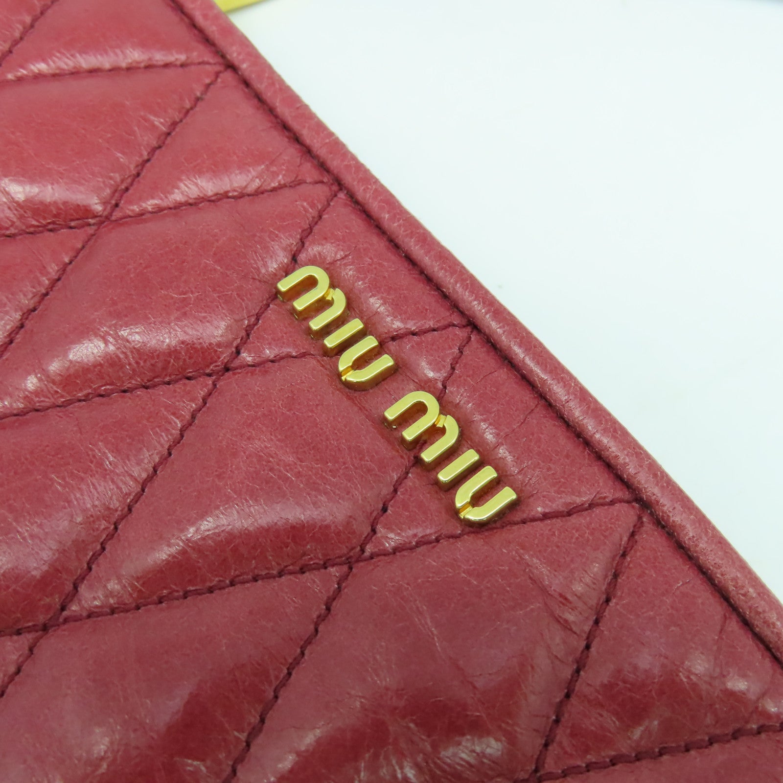 Miu Miu 菱格皮革Shoulder Bag金扣肩背袋紅色