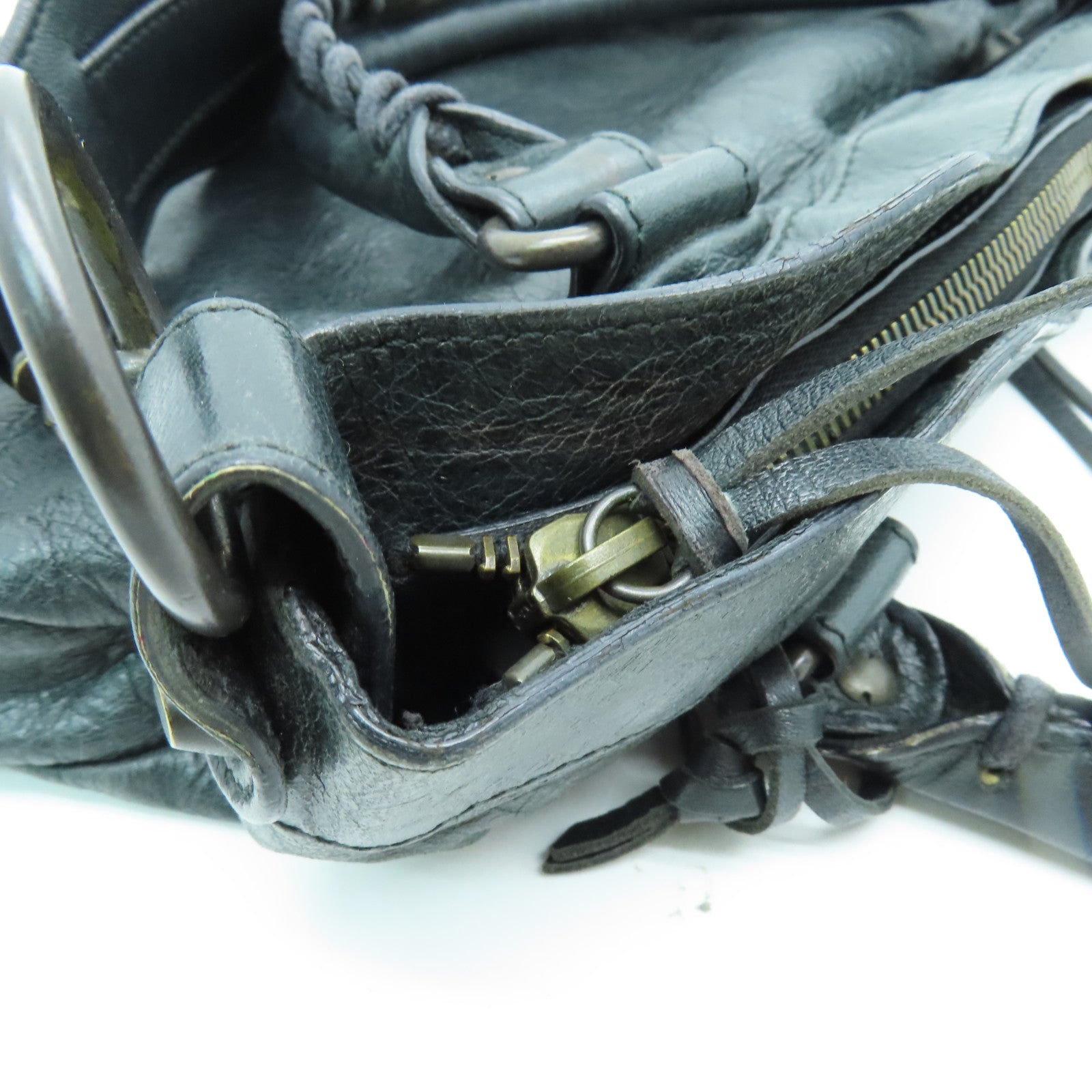 BALENCIAGA 牛皮皮革City Bag金扣手挽肩背兩用袋灰色