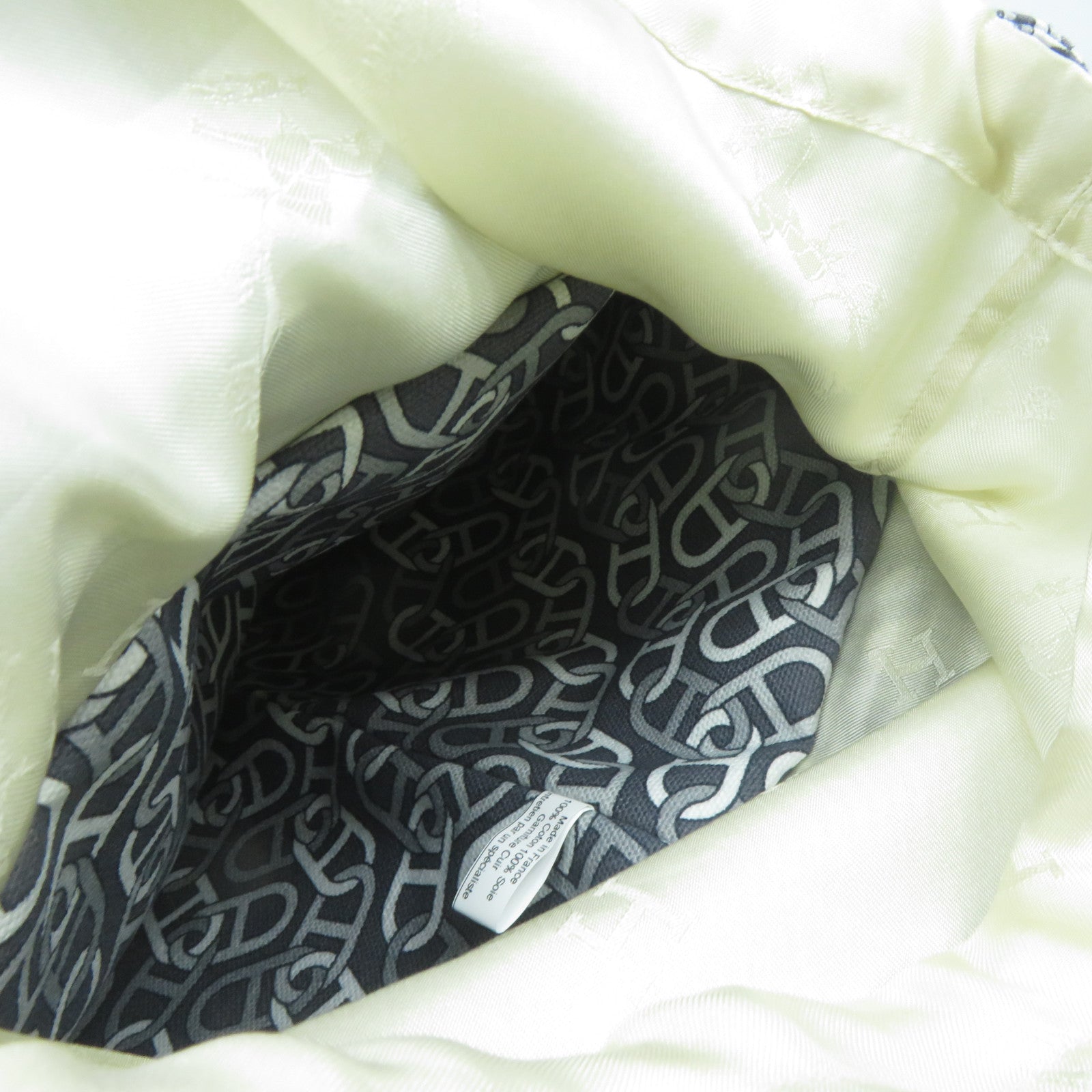 HERMES 帆布/皮革Petit Sac De Toile銀扣手挽袋灰色
