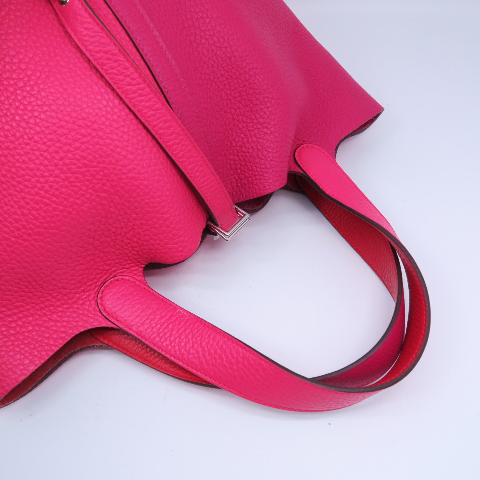 HERMES Clemence皮革Picotin MM銀扣手挽袋Rose Extreme玫瑰桃紅色/Rouge de Coeur心紅色