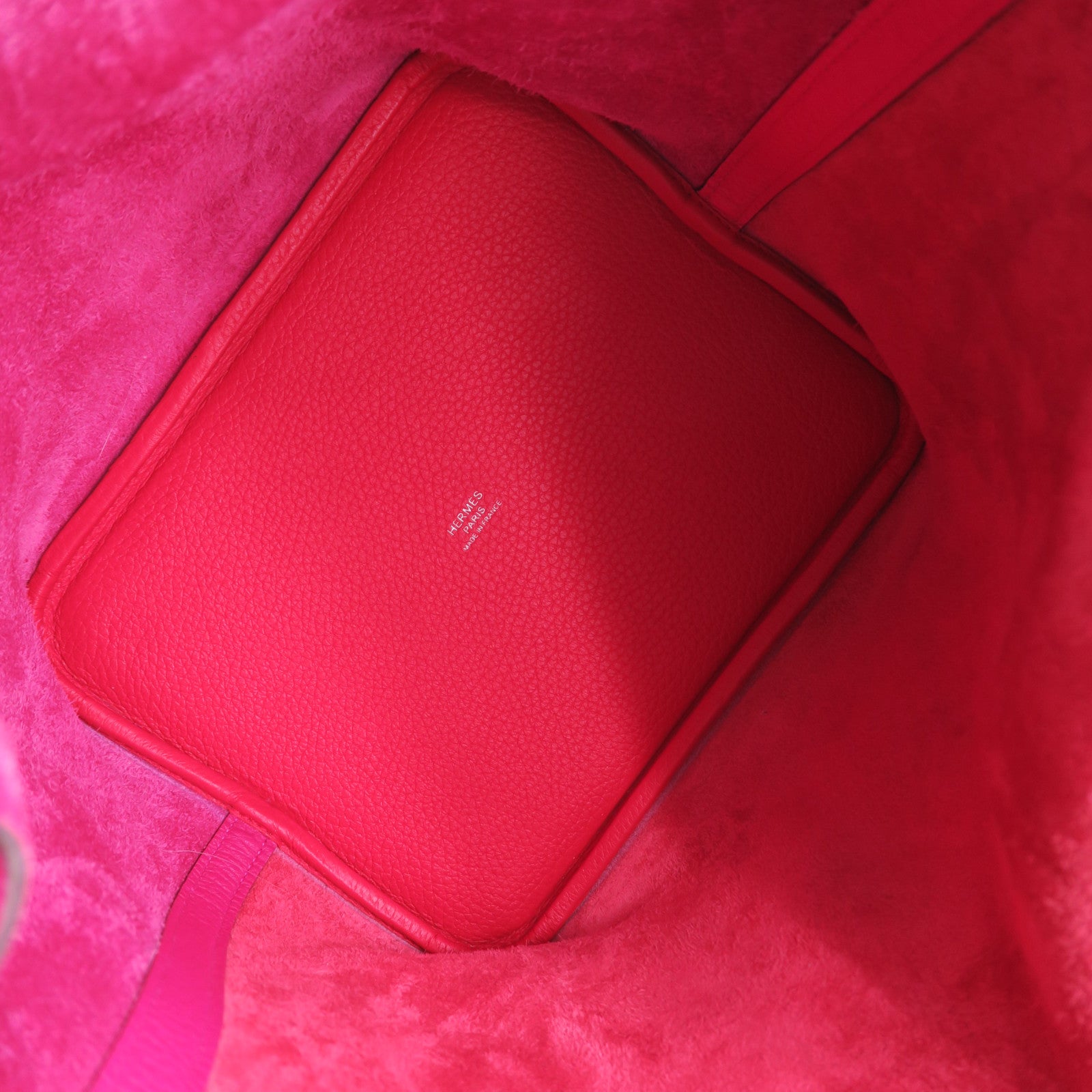 HERMES Clemence皮革Picotin MM銀扣手挽袋Rose Extreme玫瑰桃紅色/Rouge de Coeur心紅色