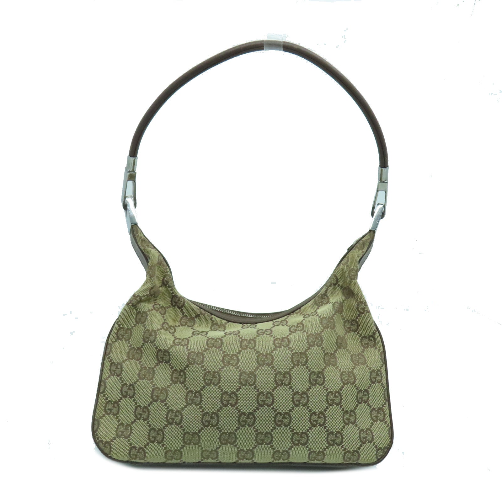 GUCCI 帆布Shoulder Bag銀扣手挽袋/肩背袋啡色