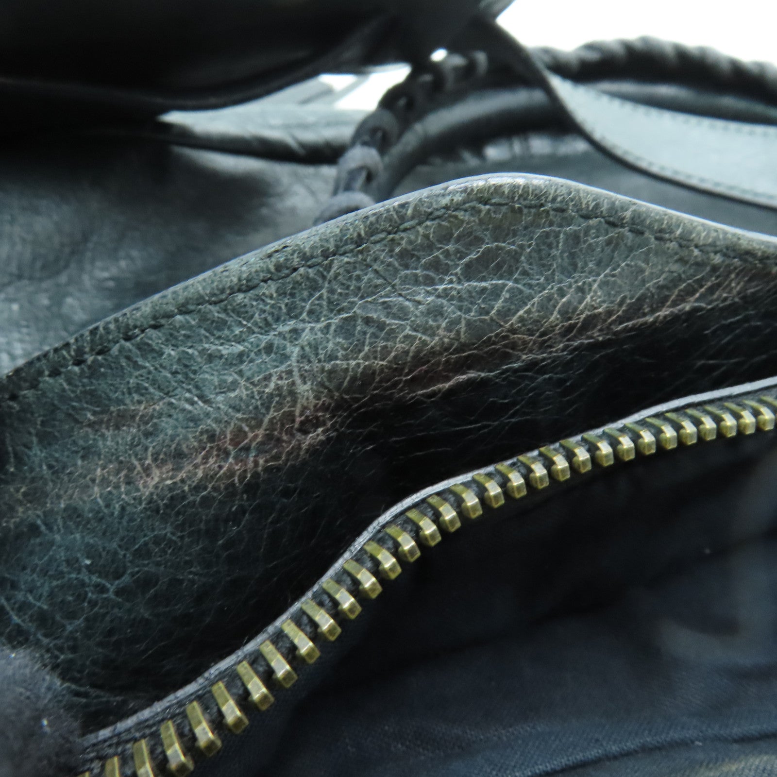 BALENCIAGA 牛皮皮革City Bag金扣手挽肩背兩用袋灰色