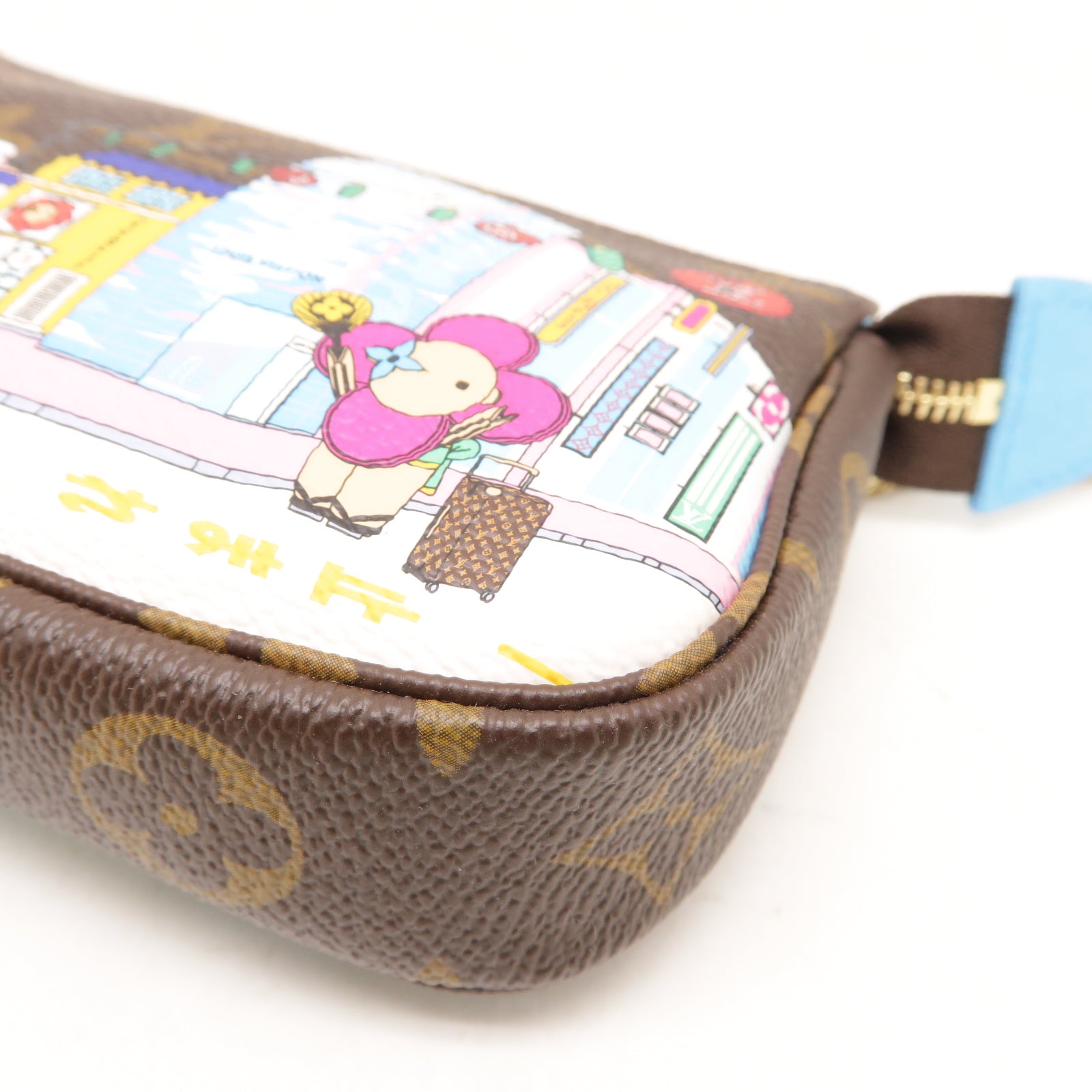 LOUIS VUITTON Monogram Mini Pochette Accessoires金扣鏈帶手挽袋啡色