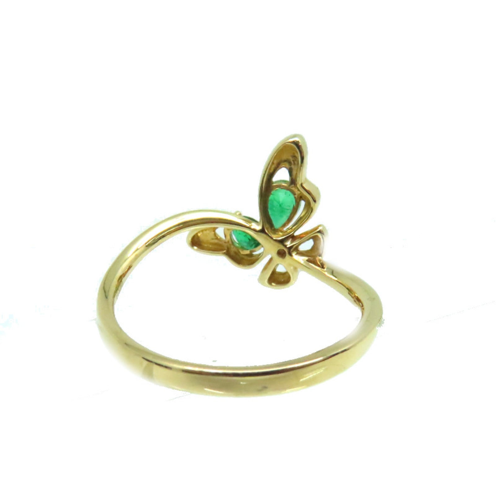 JEWELRY 【激減優惠】18K玫瑰金/0.33綠寶石/0.02ct鑽石Emerald Ring戒指US#6