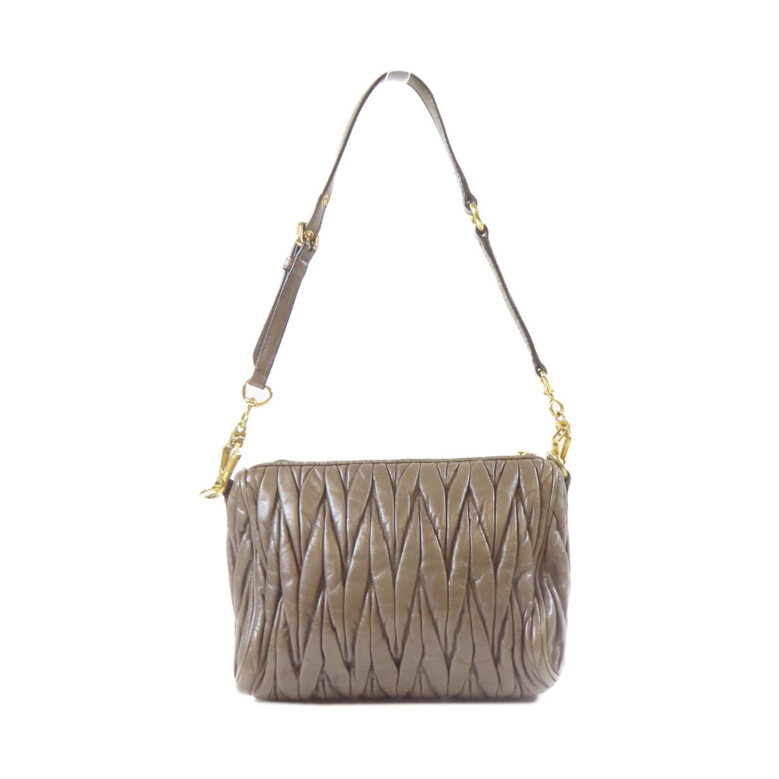 Miu Miu 牛皮皮革Shoulder Bag金扣肩背袋灰色