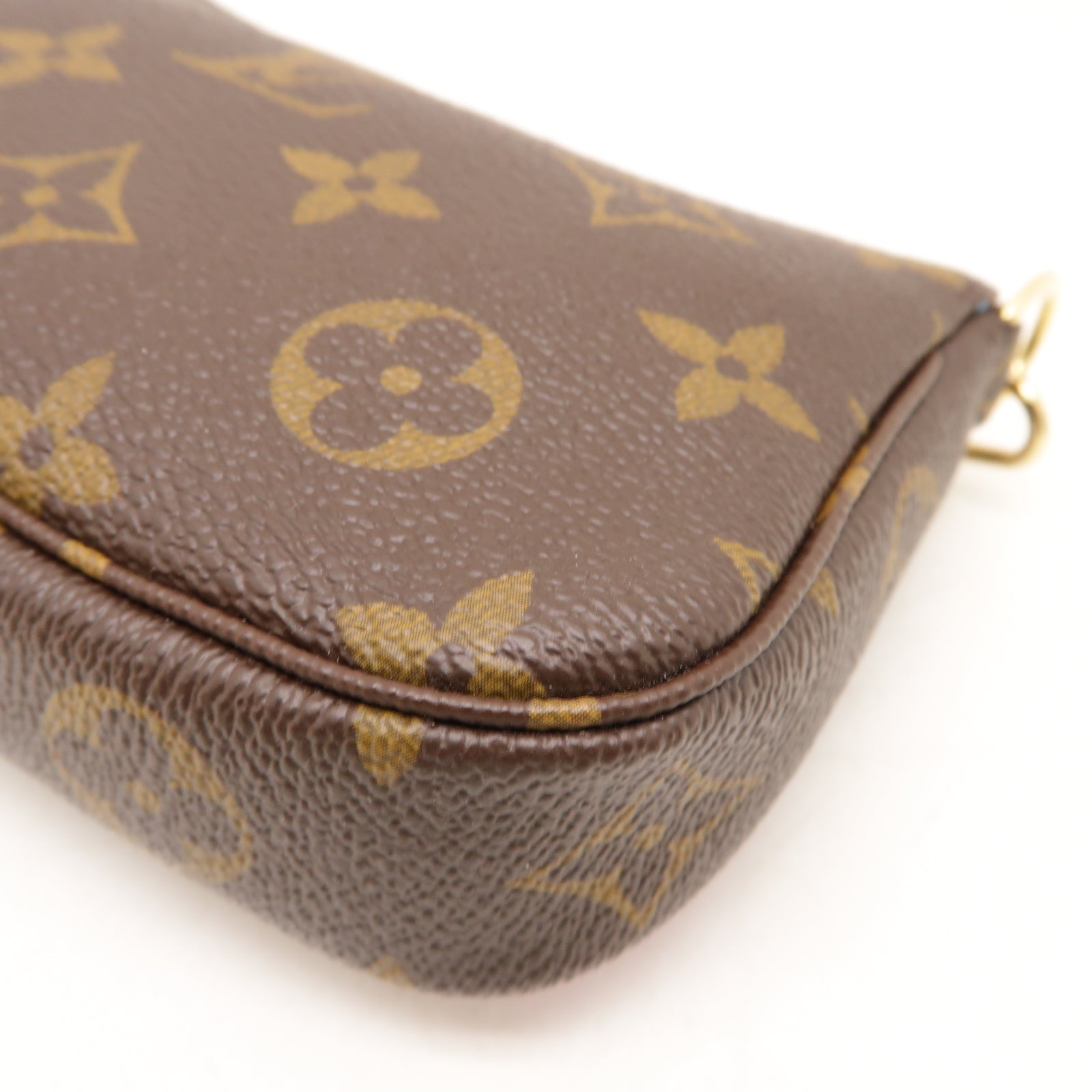 LOUIS VUITTON Monogram Mini Pochette Accessoires金扣鏈帶手挽袋啡色