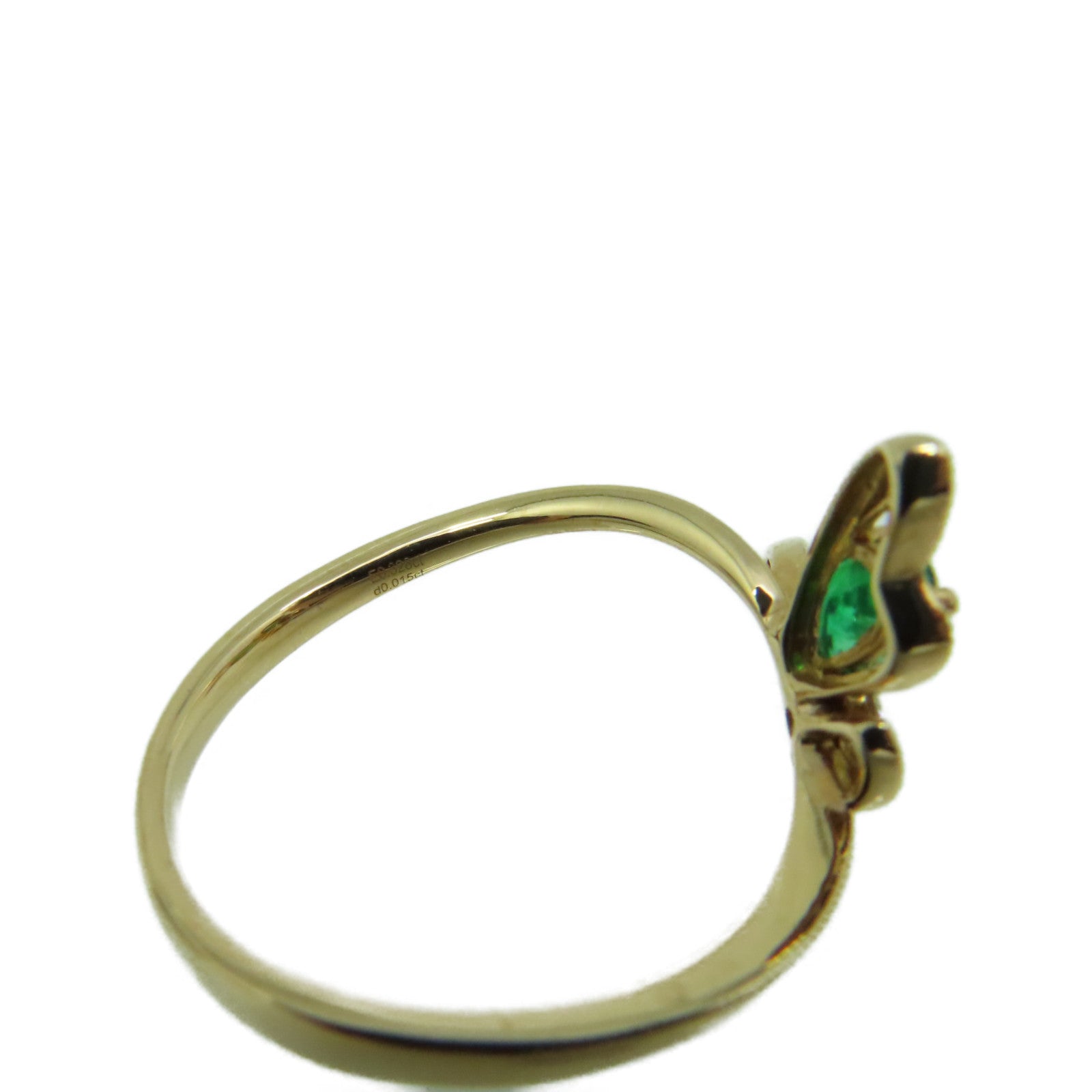 JEWELRY 【激減優惠】18K玫瑰金/0.33綠寶石/0.02ct鑽石Emerald Ring戒指US#6