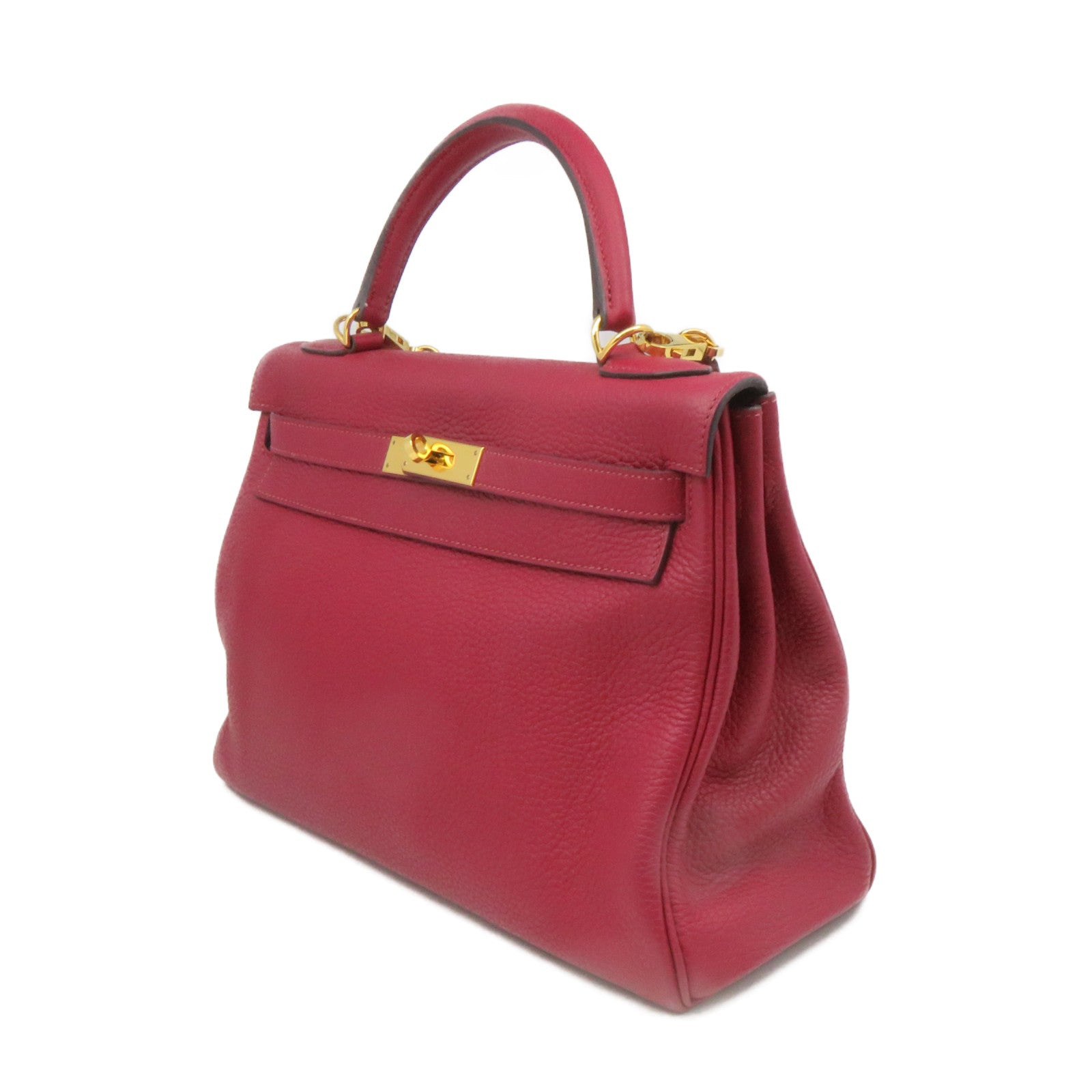 HERMES 【激減優惠】Togo皮革Kelly 32 2Way Hand Bag金扣手挽肩背兩用袋法拉利紅