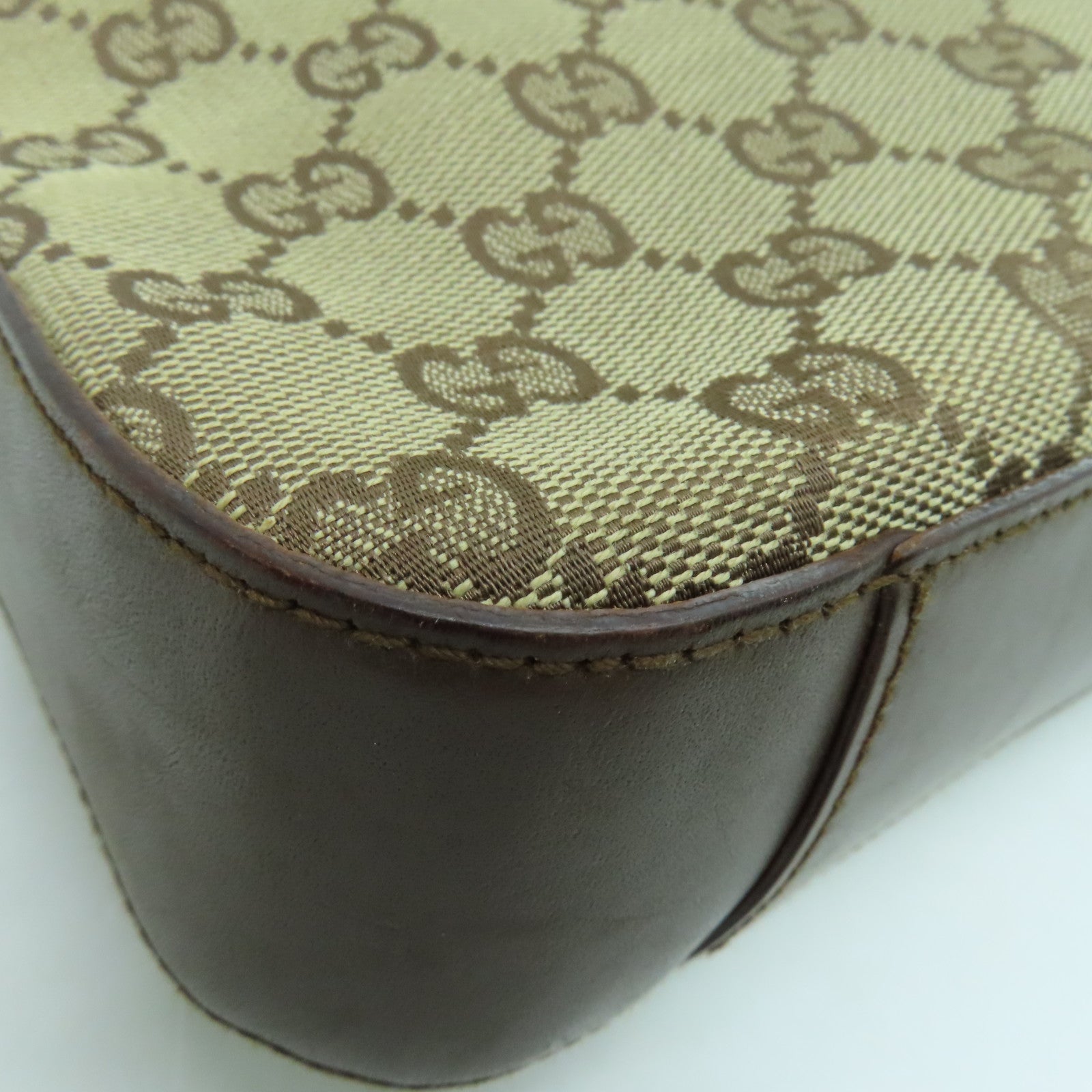 GUCCI 帆布Shoulder Bag銀扣手挽袋/肩背袋啡色