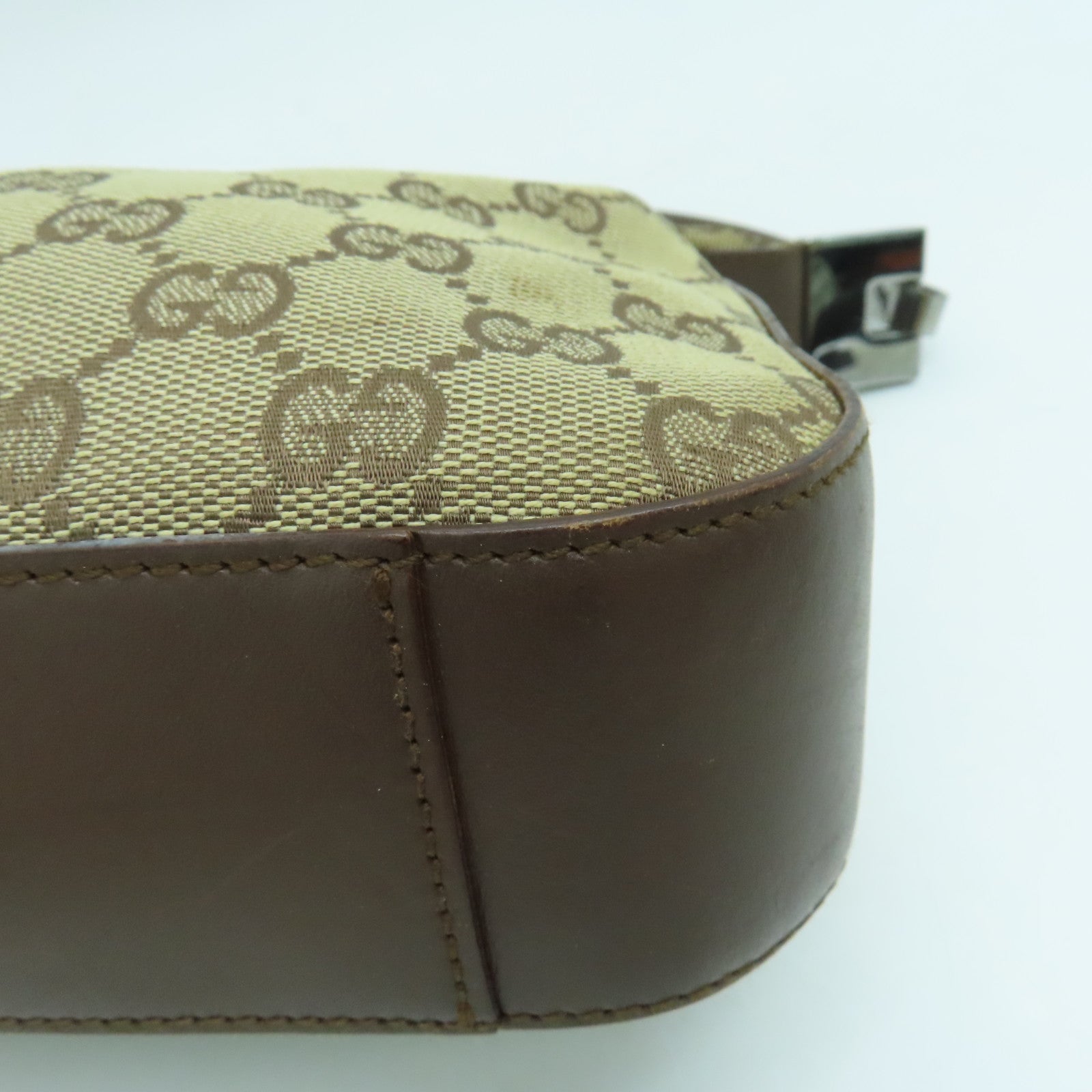 GUCCI 帆布Shoulder Bag銀扣手挽袋/肩背袋啡色
