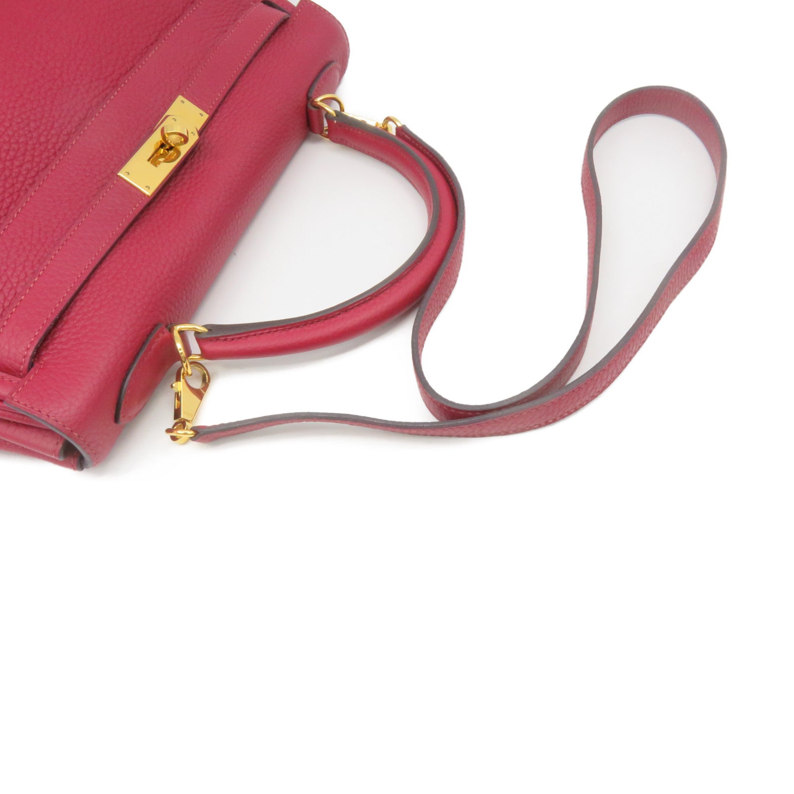 HERMES 【激減優惠】Togo皮革Kelly 32 2Way Hand Bag金扣手挽肩背兩用袋法拉利紅