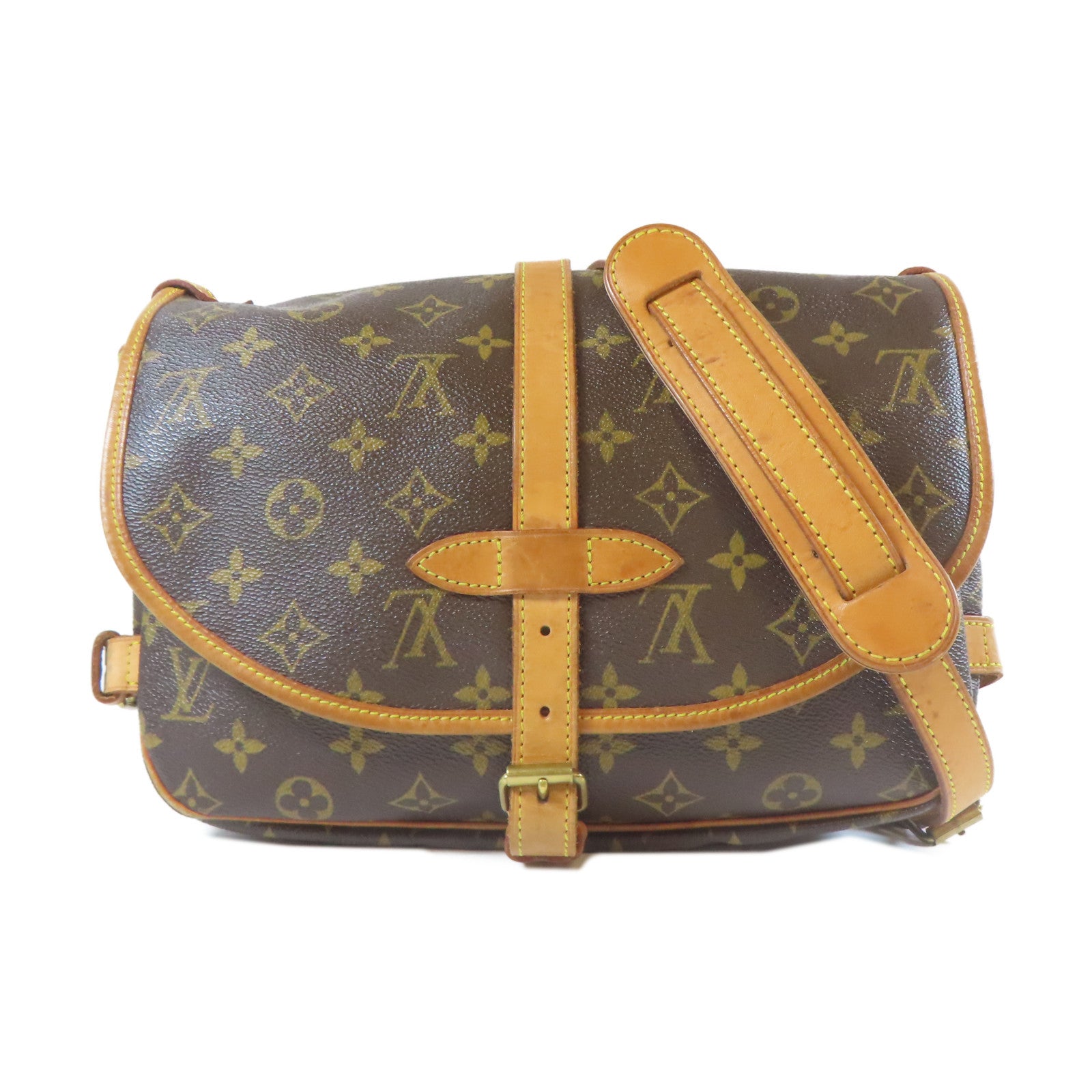 LOUIS VUITTON Monogram Saumur 30金扣肩背袋啡色