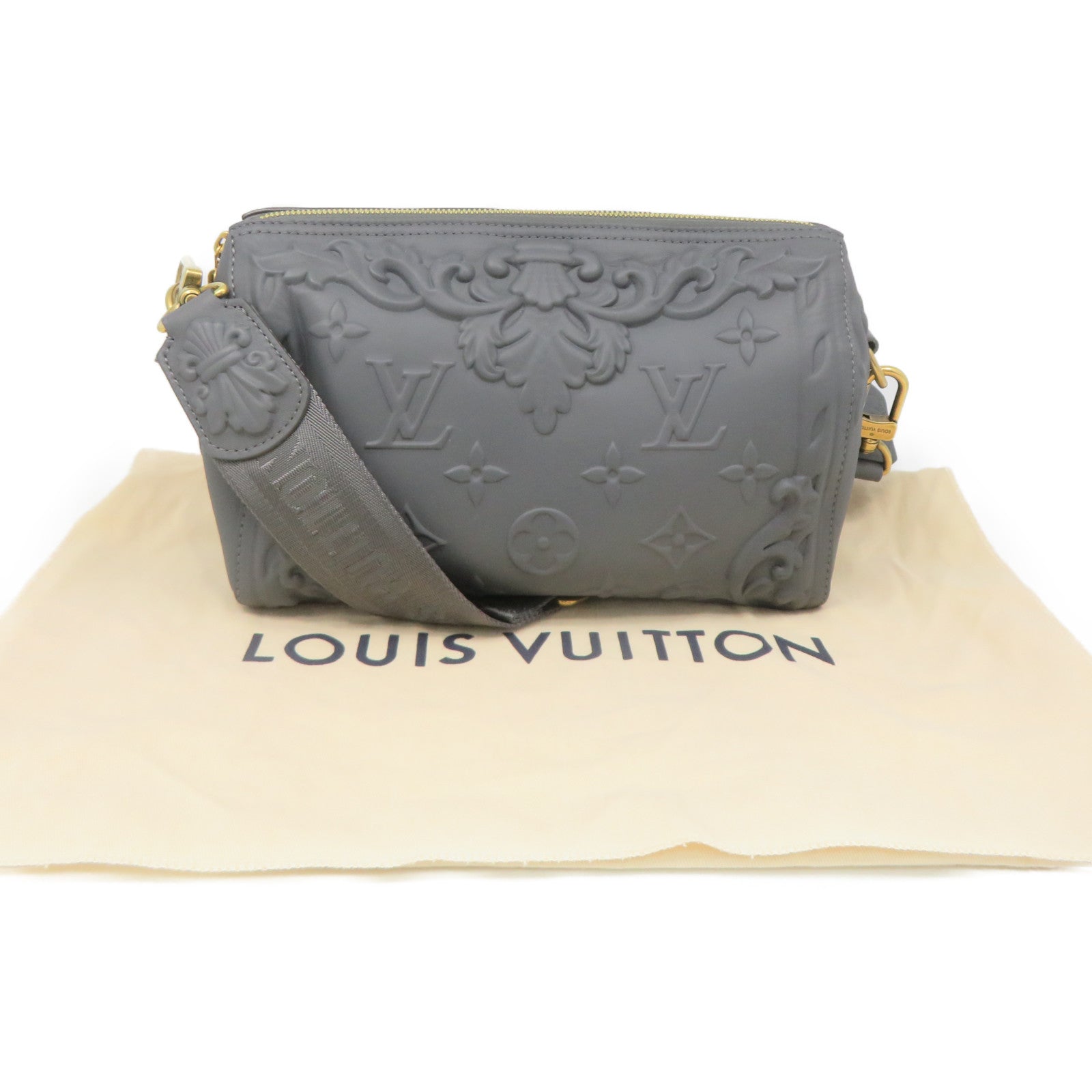LOUIS VUITTON 牛皮皮革City Keepall Shoulder Bag肩背袋灰色