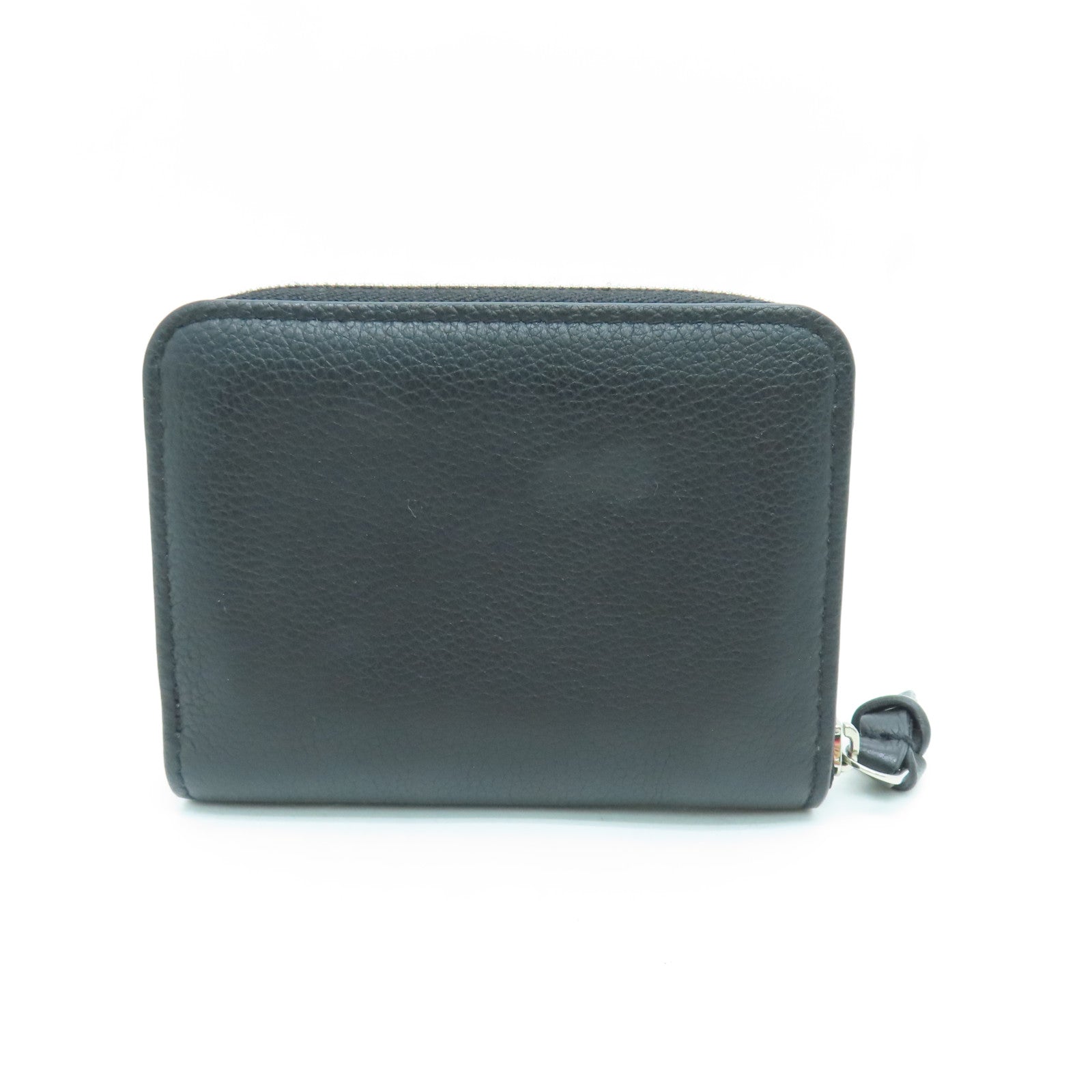 LOUIS VUITTON Leather Lockme Coin Case Silver Buckle Wallet Black