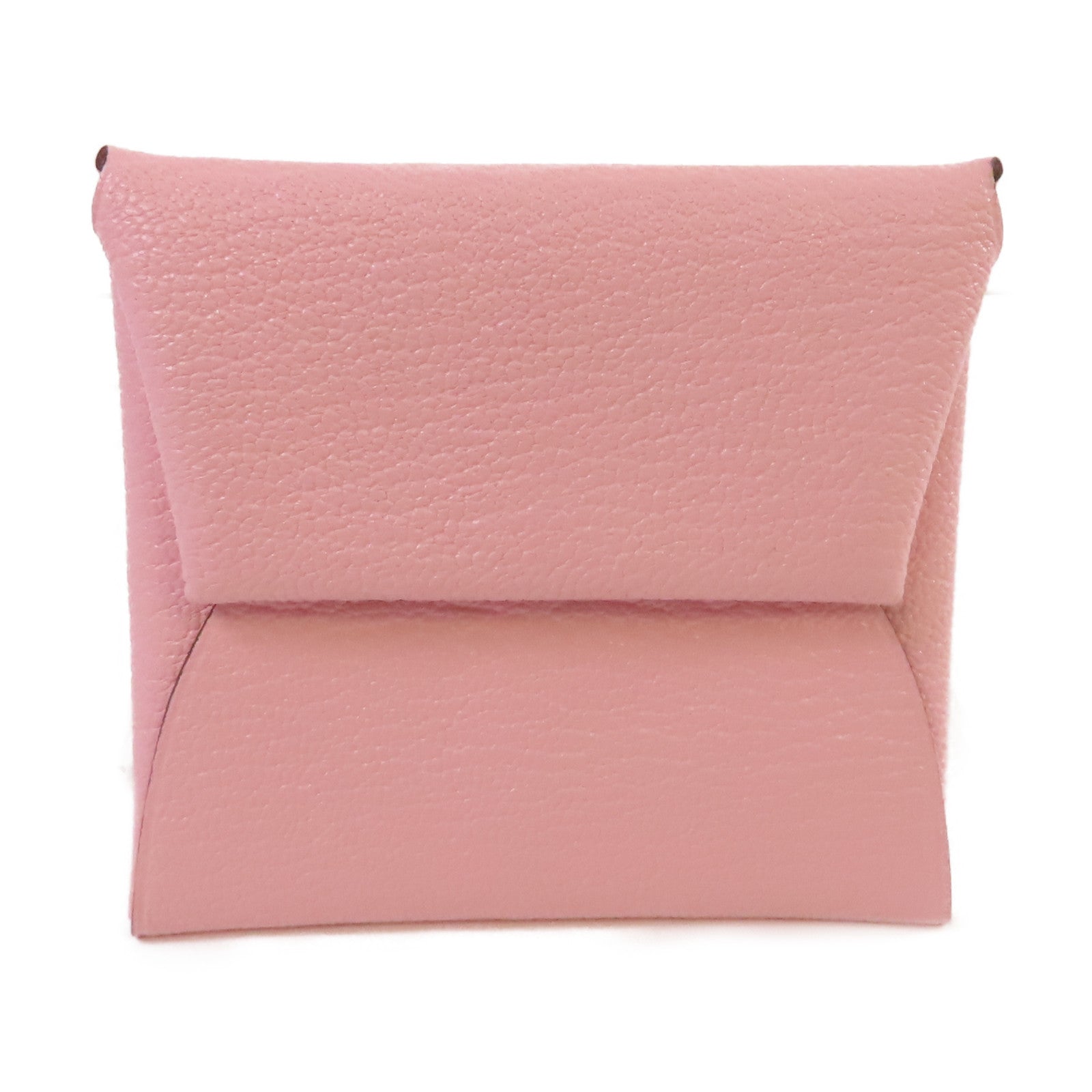 HERMES Chevre皮革Bastia Coin Case銀扣零錢包3Q Rose Sakura櫻花粉色
