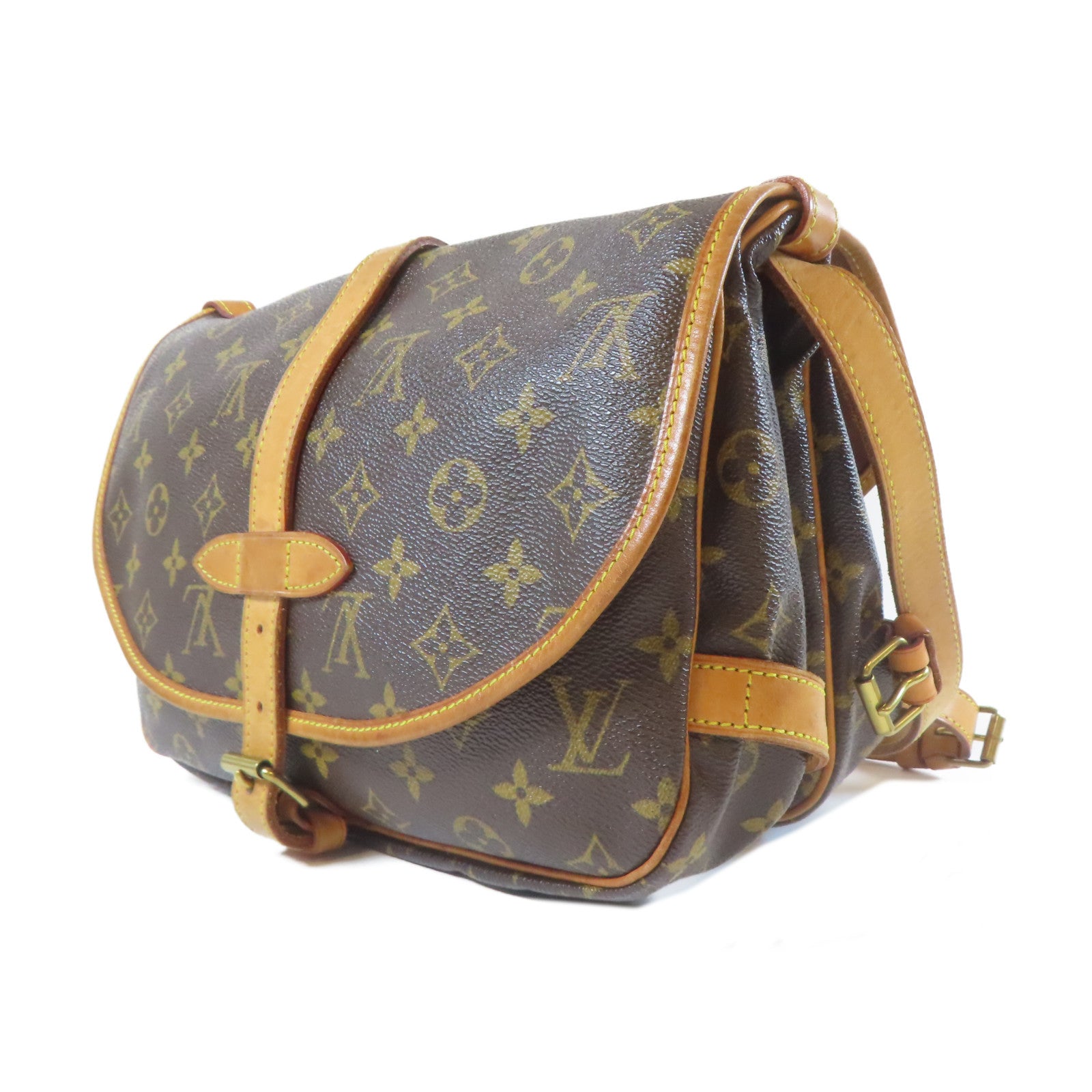 LOUIS VUITTON Monogram Saumur 30金扣肩背袋啡色