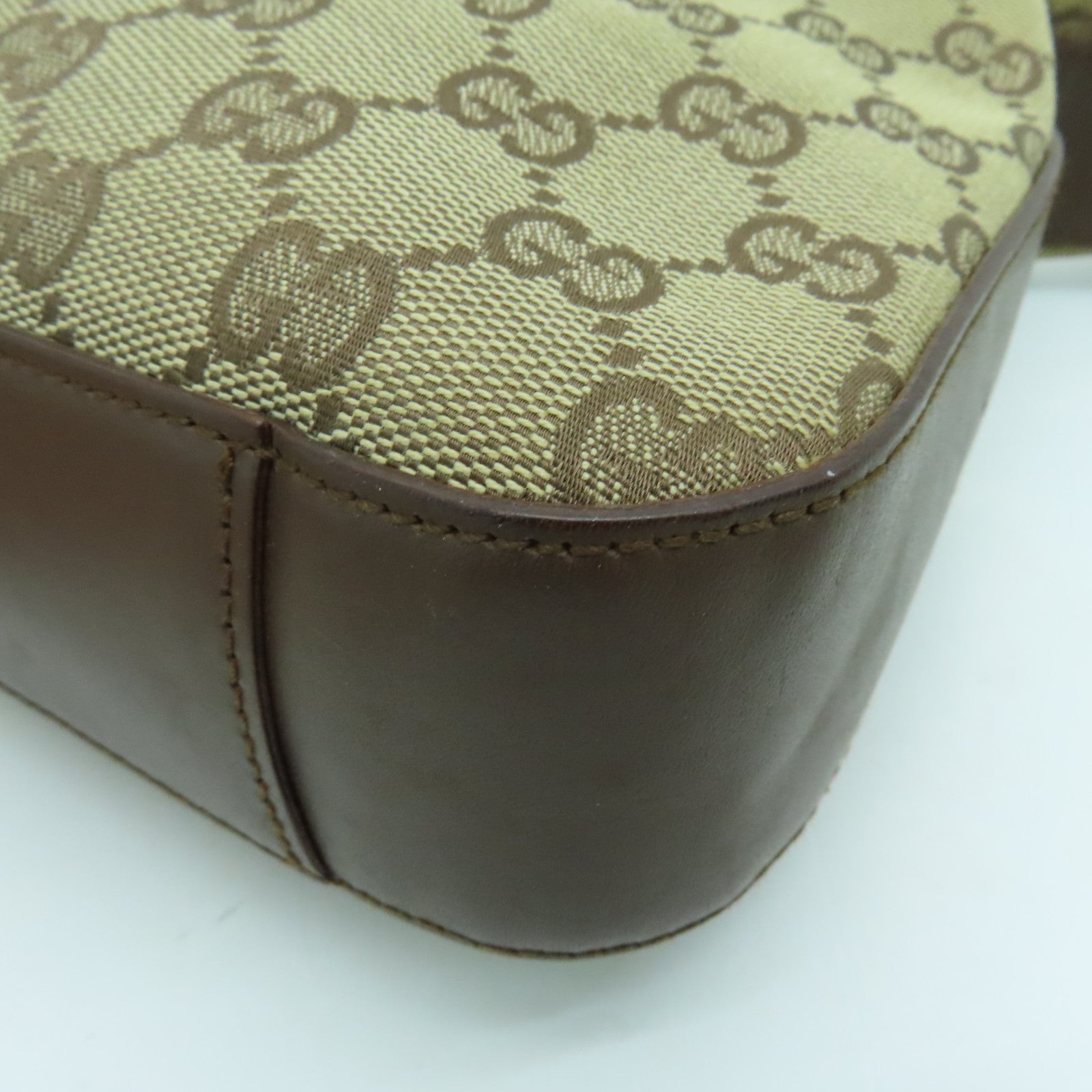 GUCCI 帆布Shoulder Bag銀扣手挽袋/肩背袋啡色