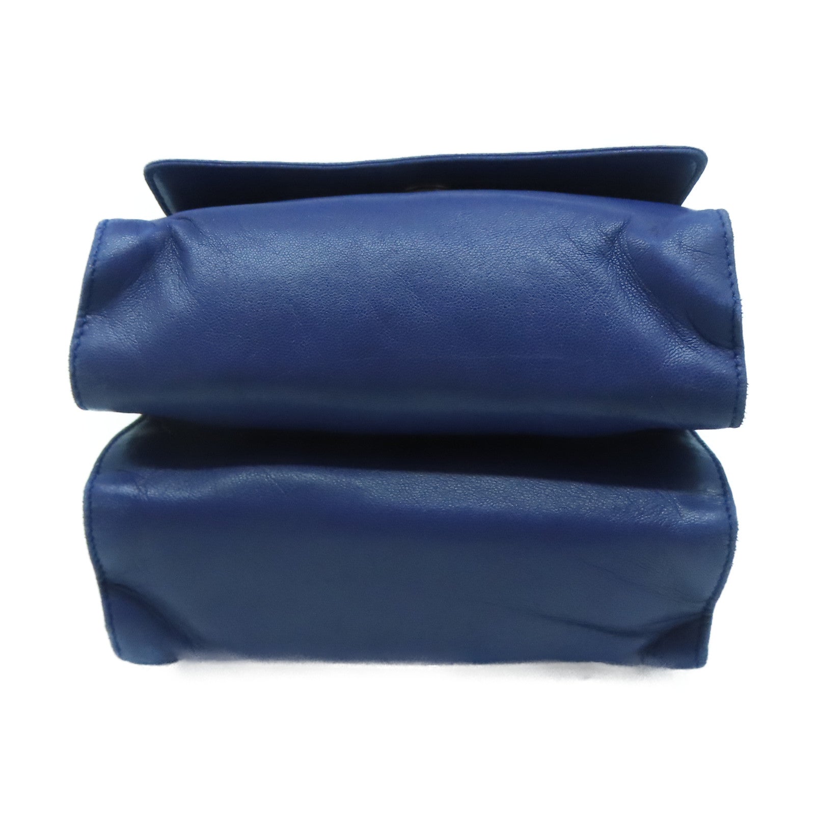 LOEWE 羊皮皮革Shoulder Bag金扣手挽肩背兩用袋藍色