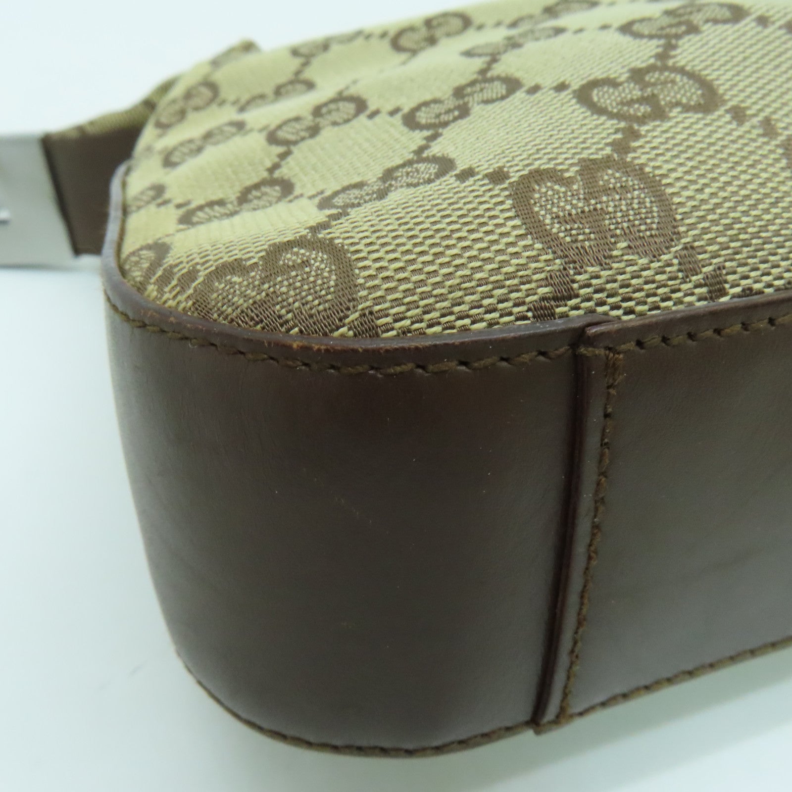 GUCCI 帆布Shoulder Bag銀扣手挽袋/肩背袋啡色