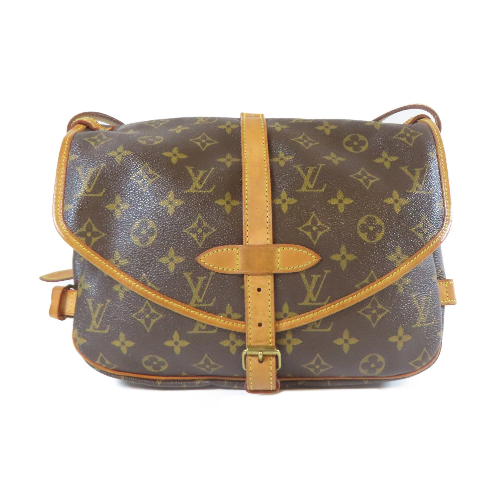 LOUIS VUITTON Monogram Saumur 30金扣肩背袋啡色