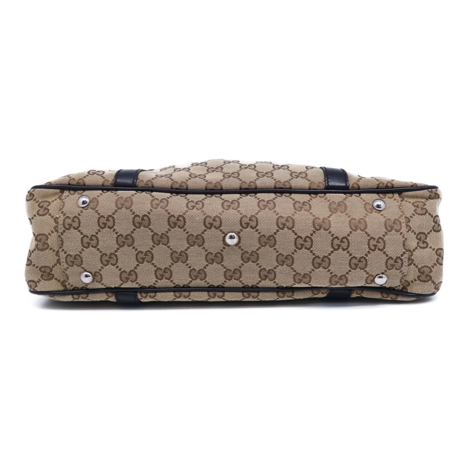 GUCCI GG帆布Tote Bag銀扣肩背袋啡色