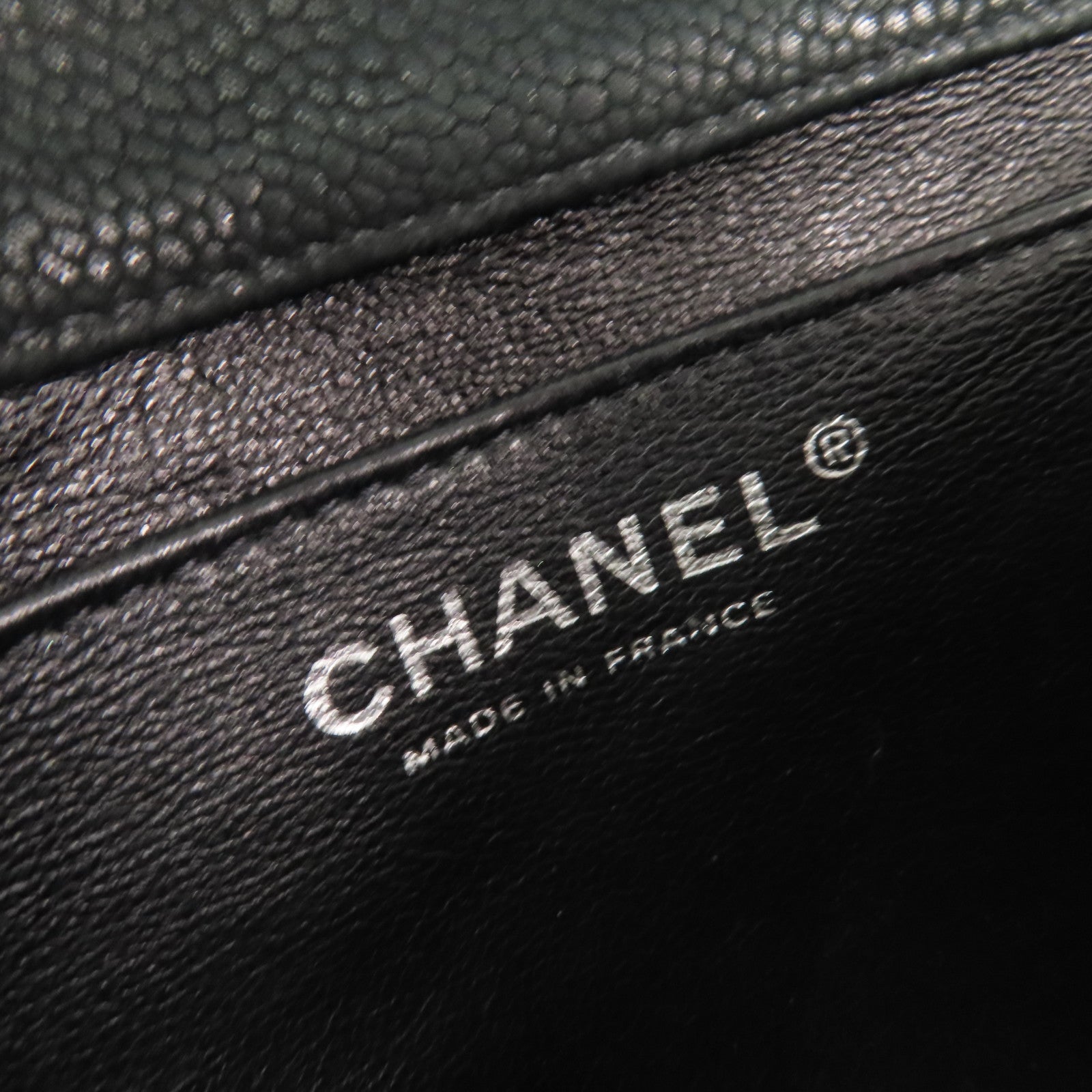 CHANEL 菱格Caviar皮革Timeless Chain Shoulder Bag銀扣鏈帶肩背袋黑色