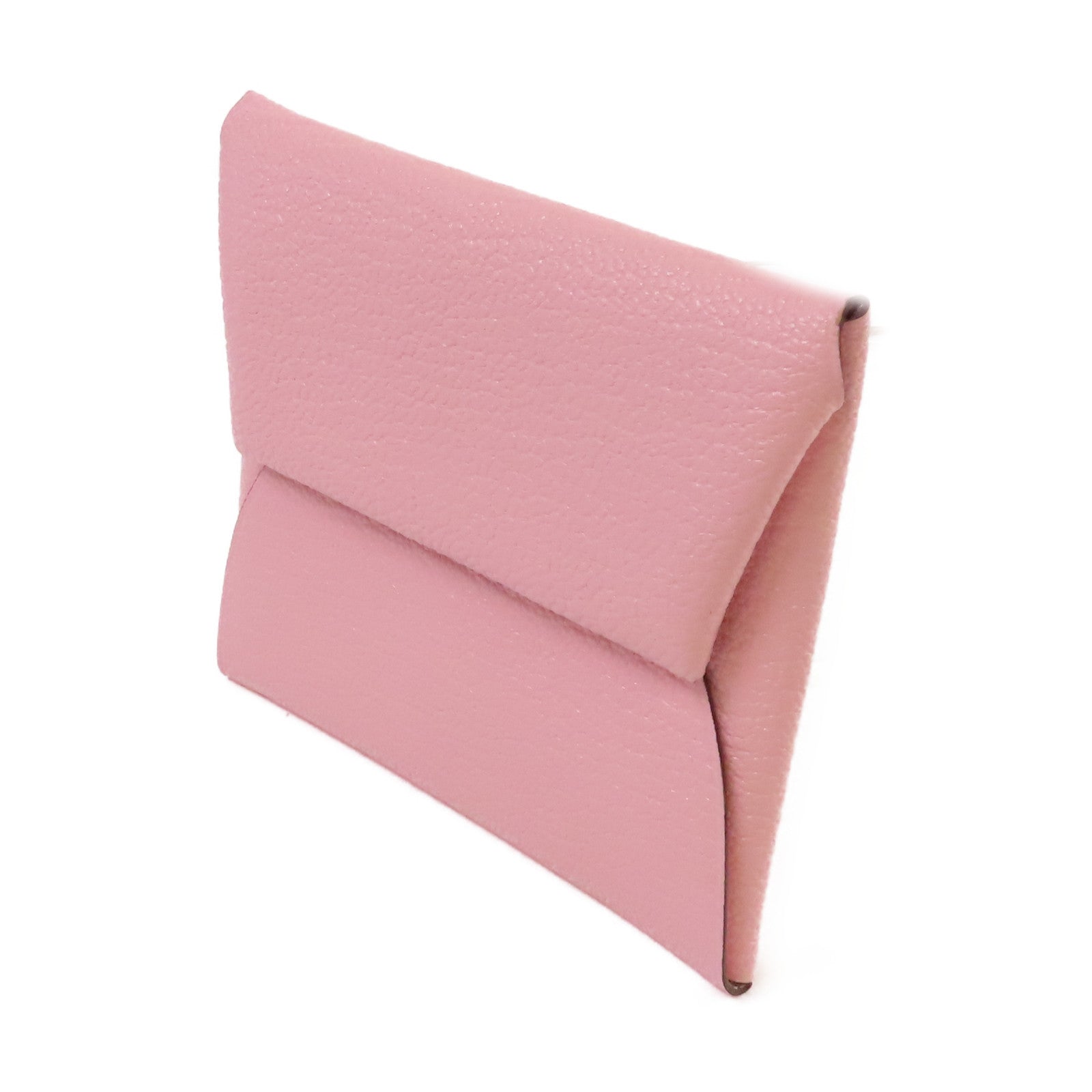 HERMES Chevre皮革Bastia Coin Case銀扣零錢包3Q Rose Sakura櫻花粉色