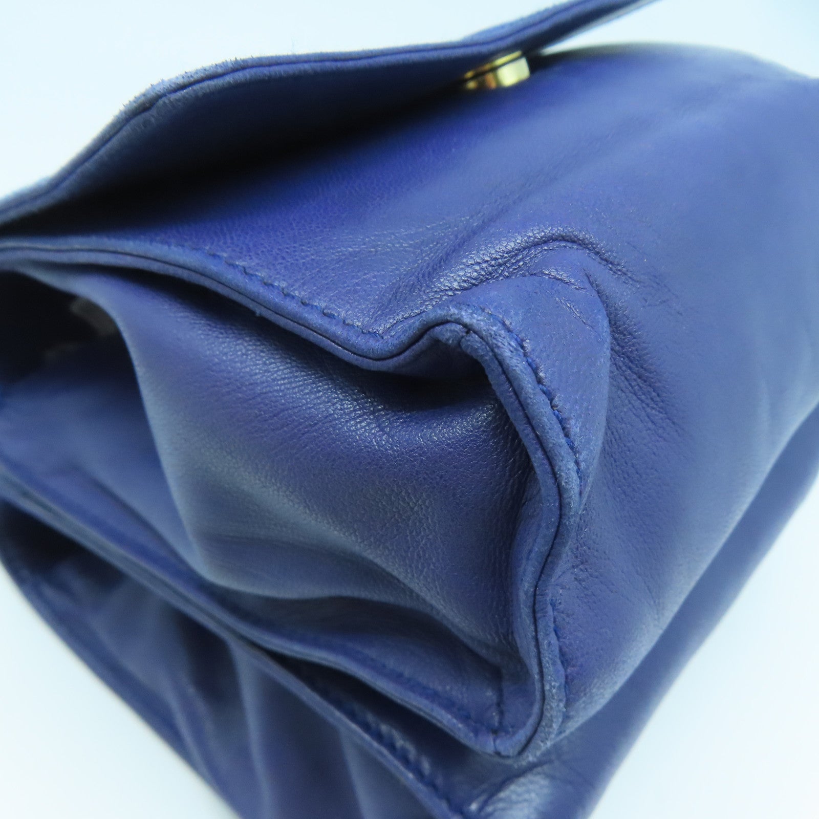 LOEWE 羊皮皮革Shoulder Bag金扣手挽肩背兩用袋藍色