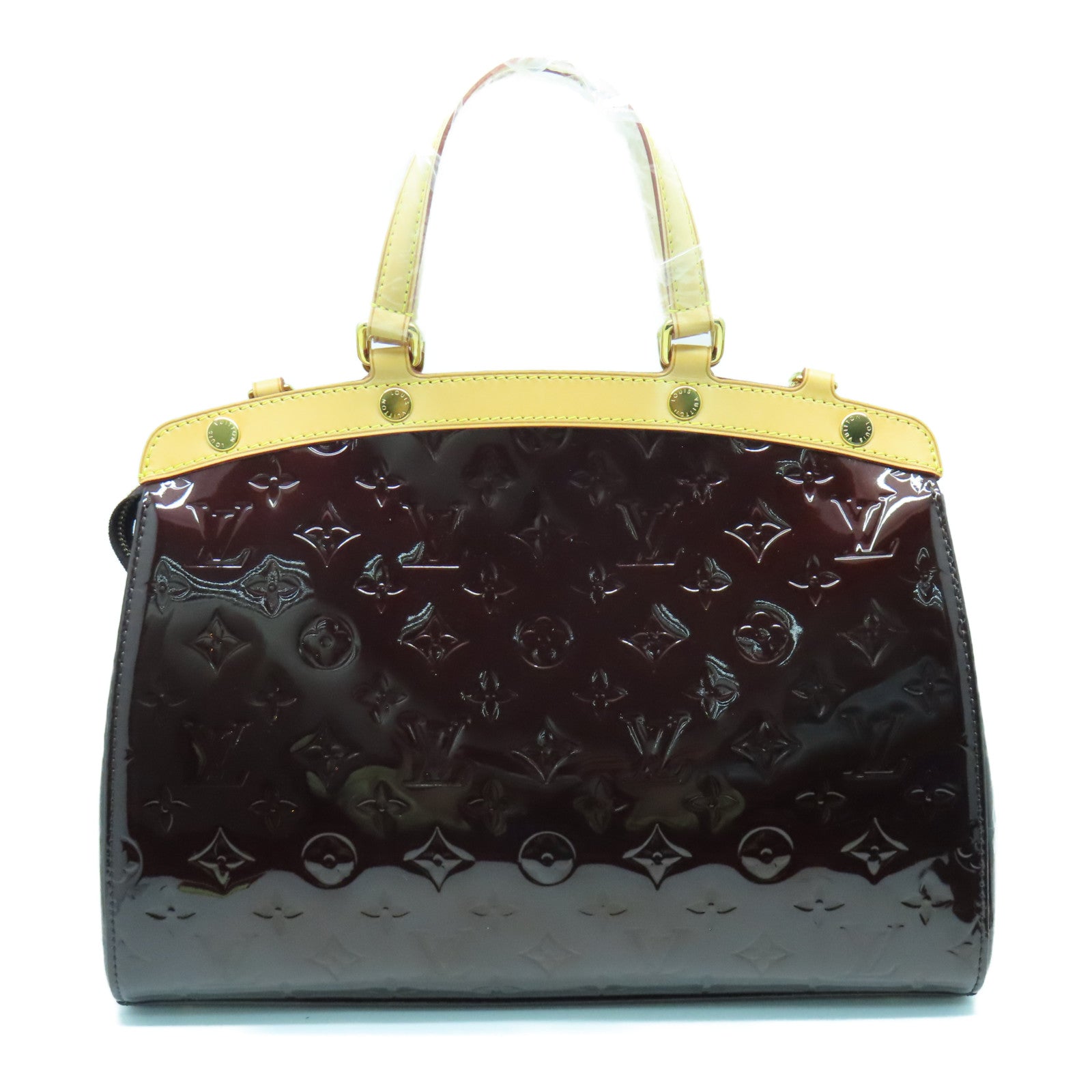LOUIS VUITTON Monogram Vernis Brea MM金扣手挽肩背兩用袋酒紅色