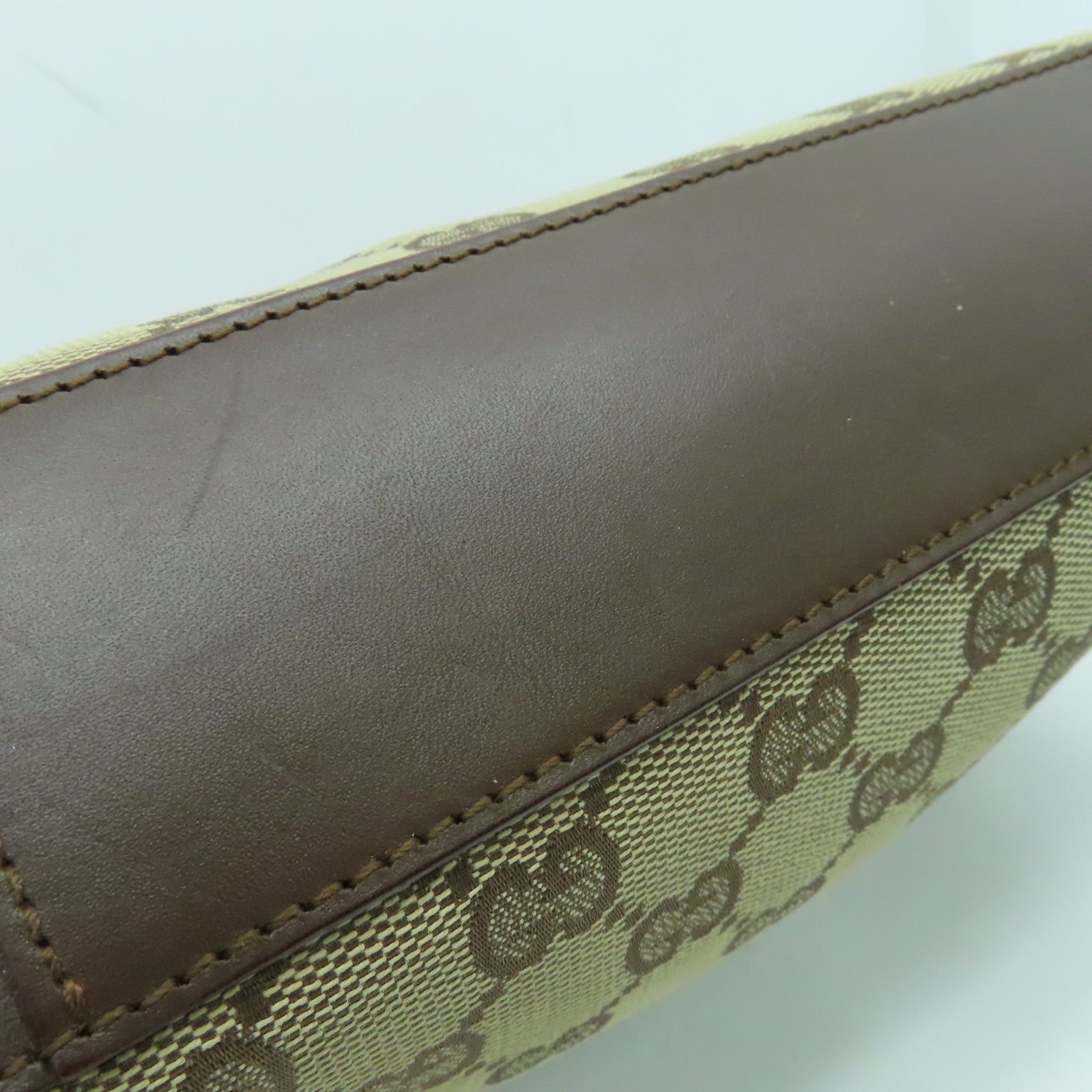 GUCCI 帆布Shoulder Bag銀扣手挽袋/肩背袋啡色