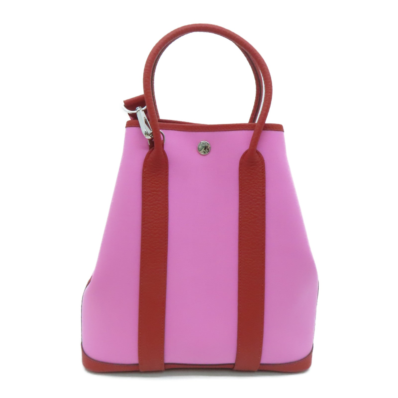 HERMES 帆布Garden File銀扣手挽袋Pink粉紅色