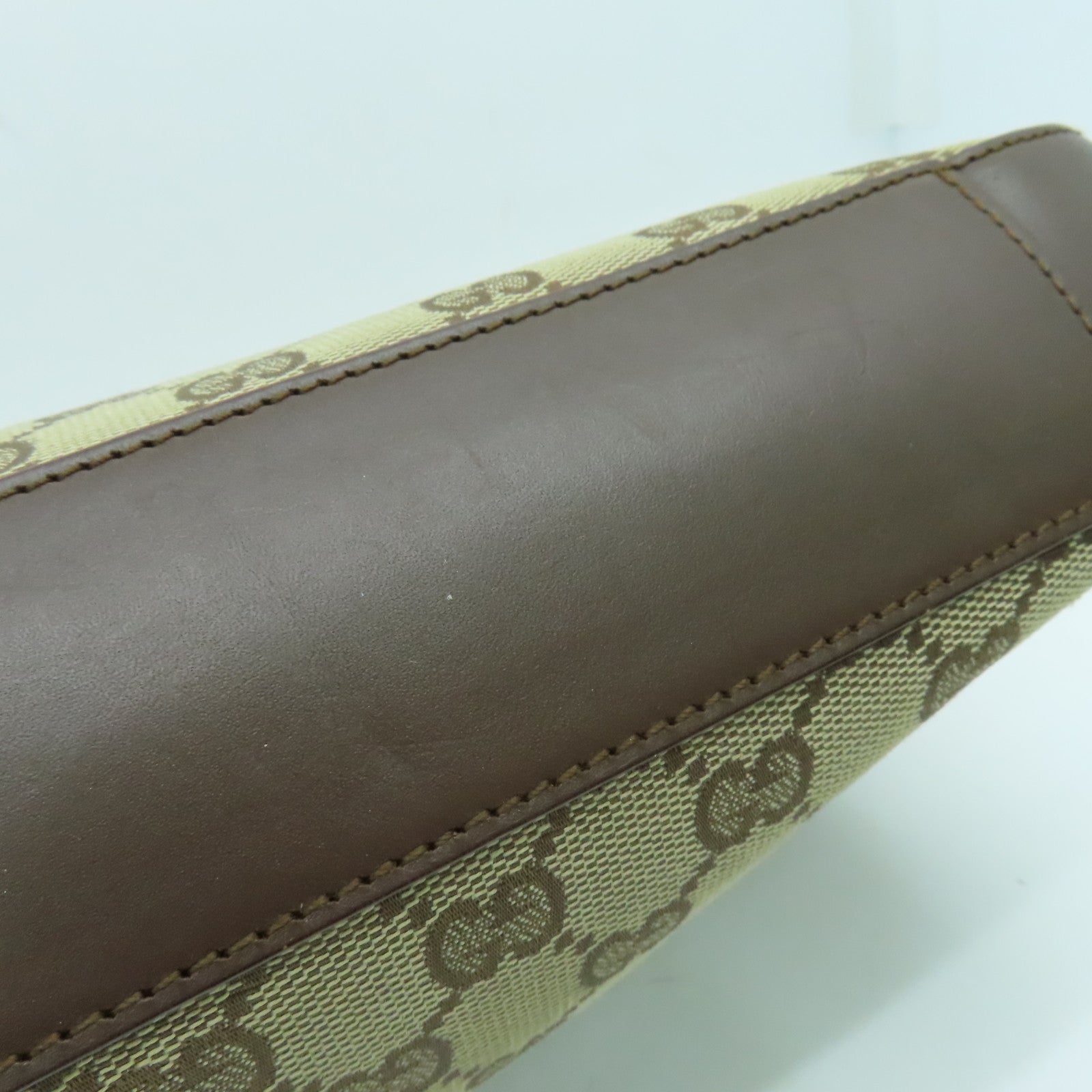 GUCCI 帆布Shoulder Bag銀扣手挽袋/肩背袋啡色