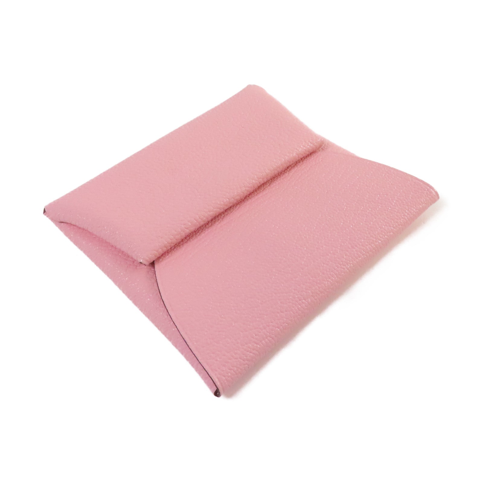 HERMES Chevre皮革Bastia Coin Case銀扣零錢包3Q Rose Sakura櫻花粉色