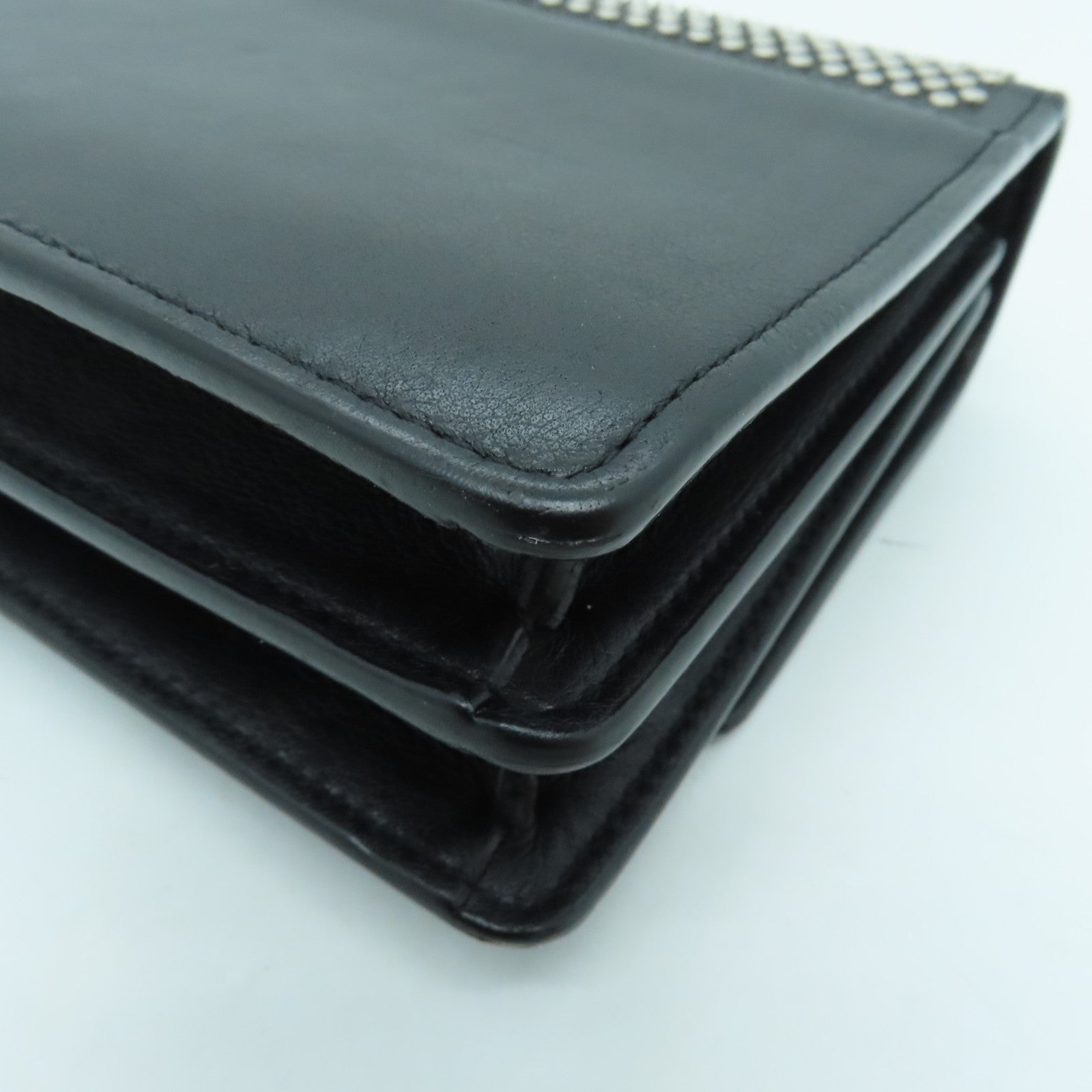 SAINT LAURENT 牛皮皮革Chain Shoulder Bag銀扣鏈帶肩背袋黑色