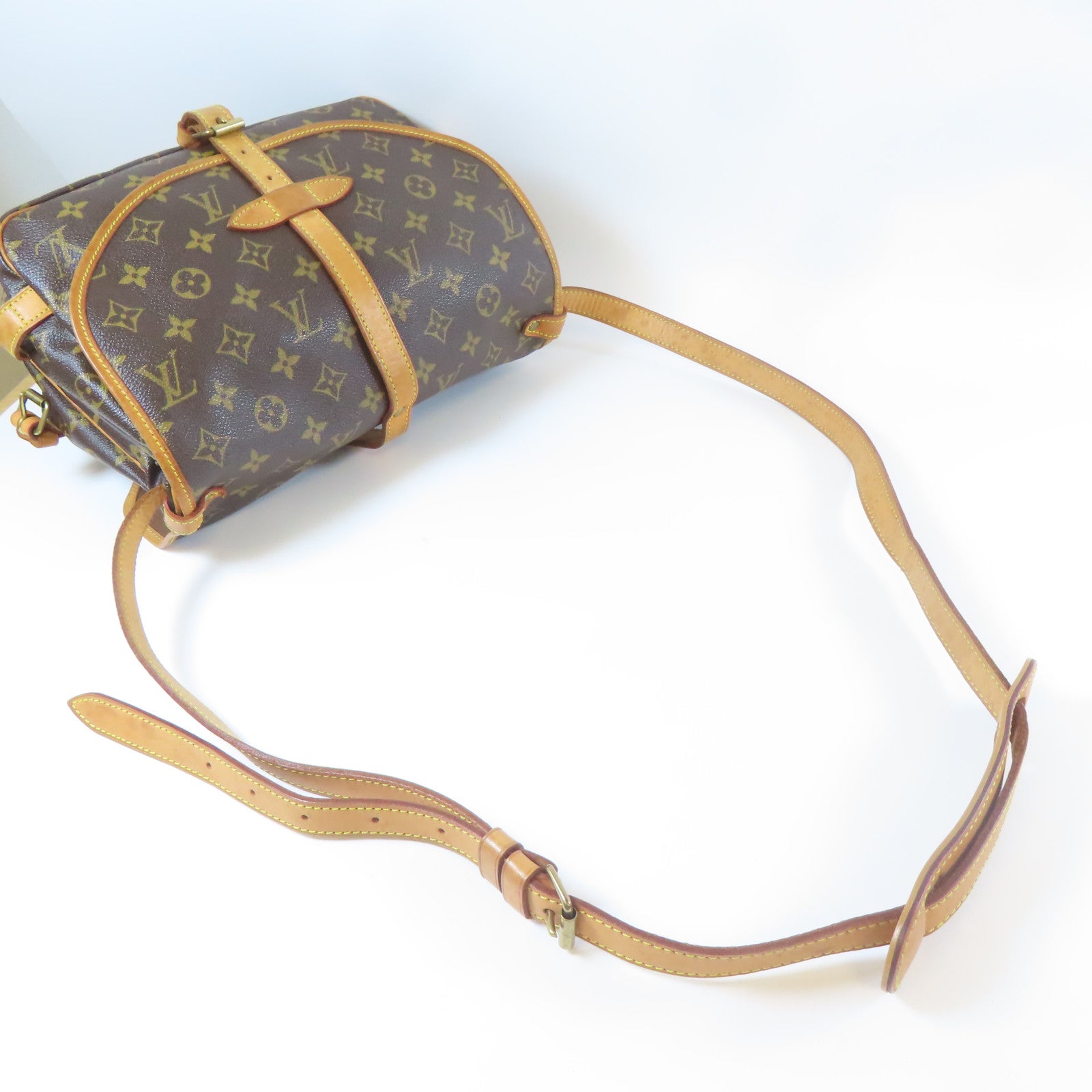 LOUIS VUITTON Monogram Saumur 30金扣肩背袋啡色