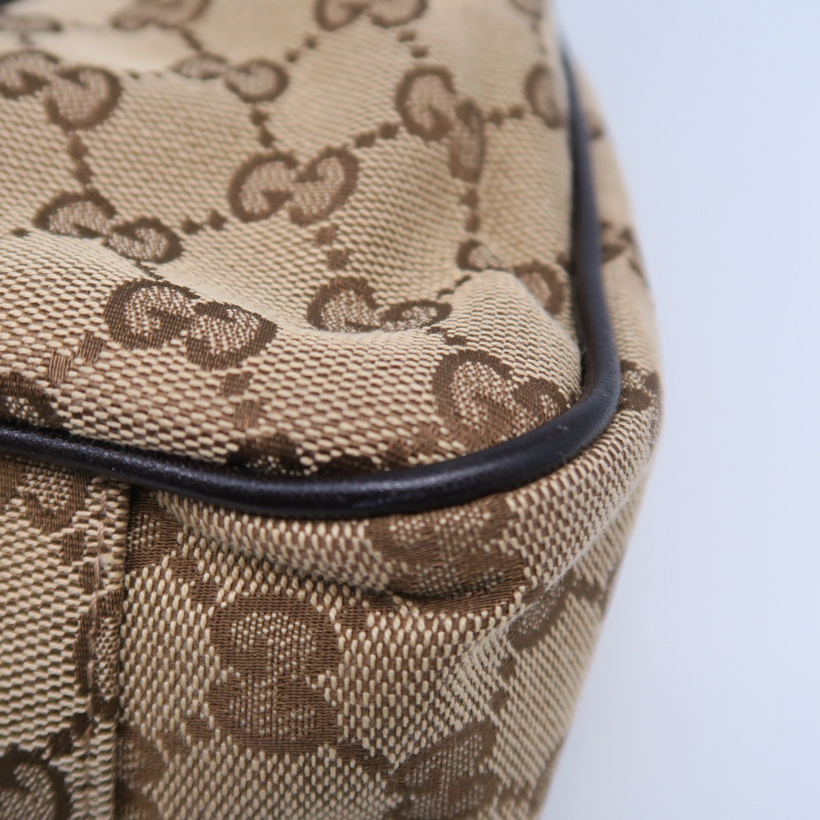 GUCCI GG帆布Tote Bag銀扣肩背袋啡色