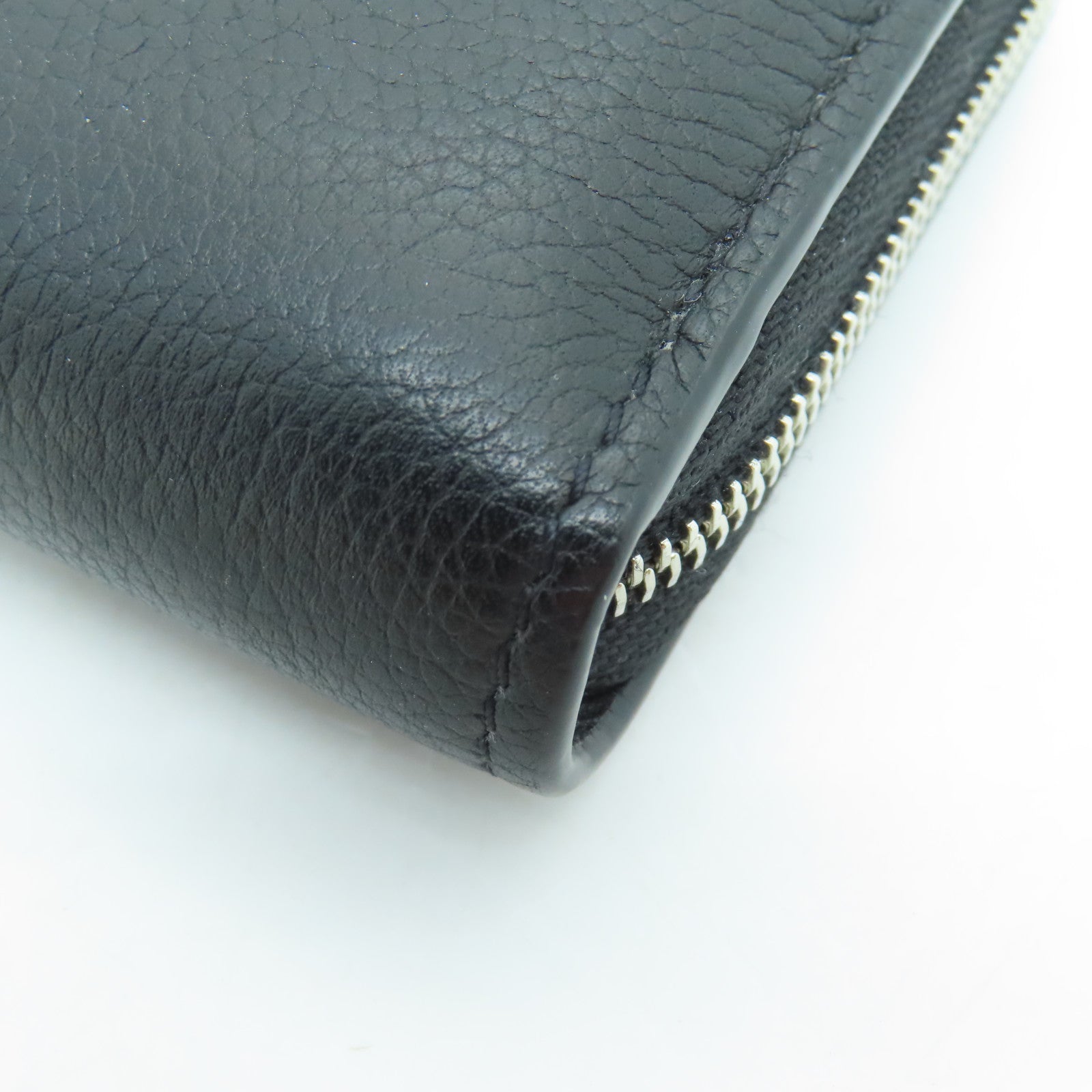 LOUIS VUITTON Leather Lockme Coin Case Silver Buckle Wallet Black