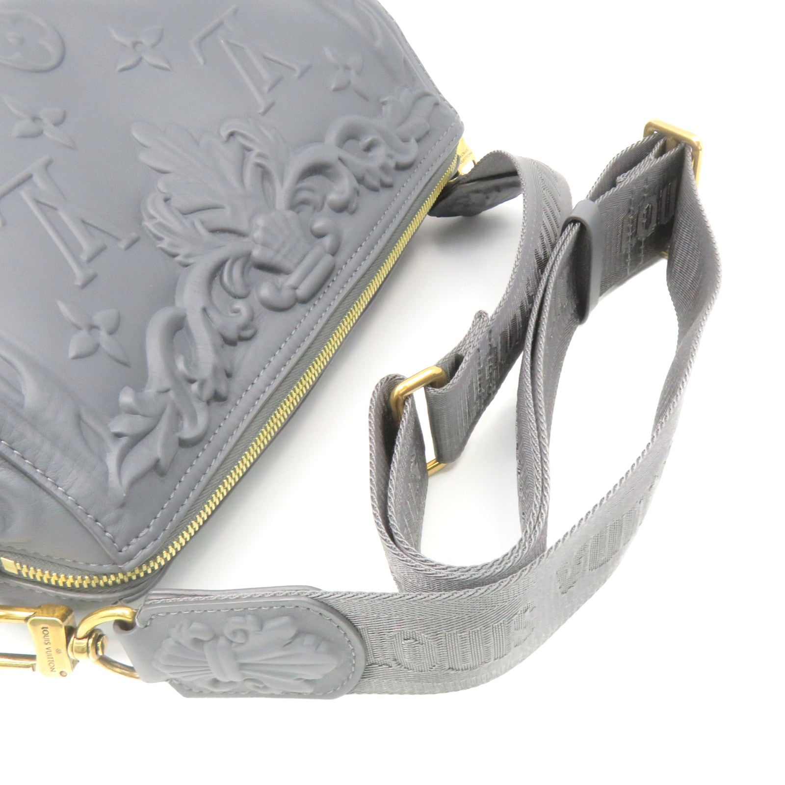 LOUIS VUITTON 牛皮皮革City Keepall Shoulder Bag肩背袋灰色