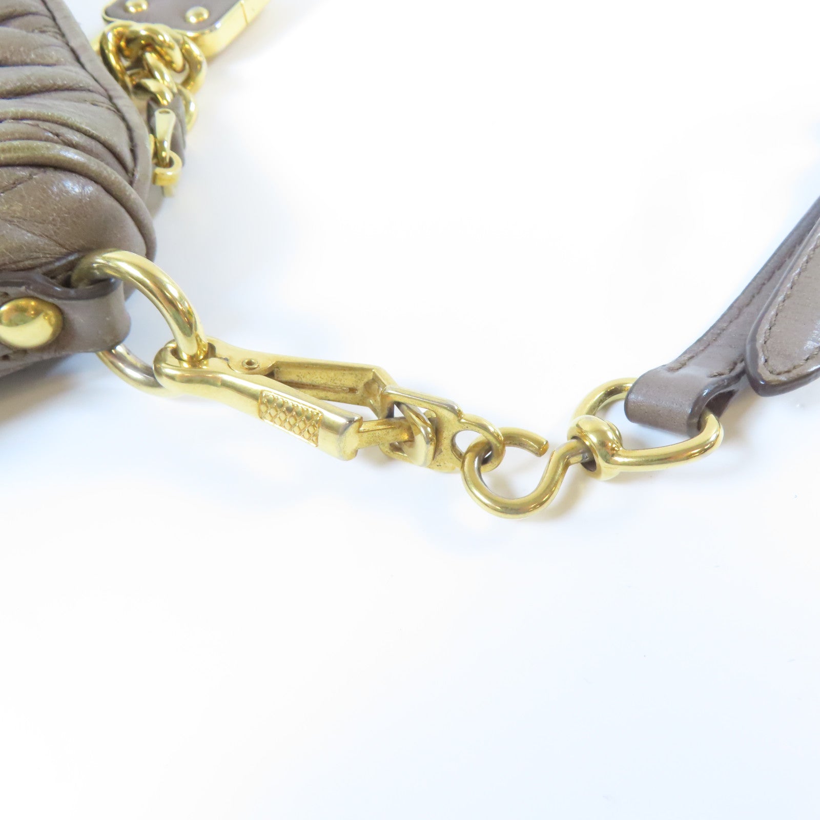 Miu Miu 牛皮皮革Shoulder Bag金扣肩背袋灰色