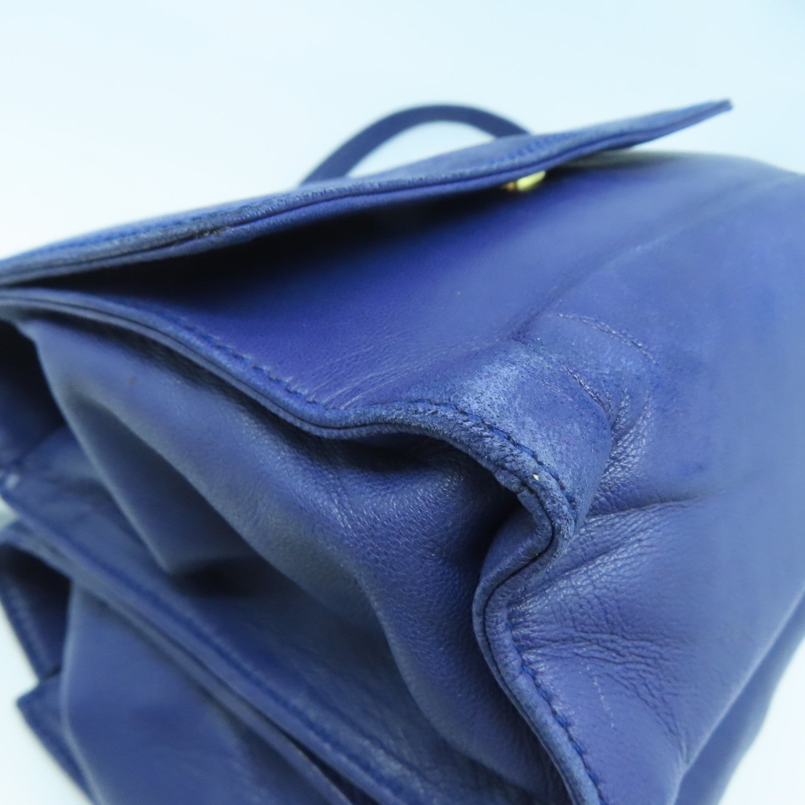LOEWE 羊皮皮革Shoulder Bag金扣手挽肩背兩用袋藍色