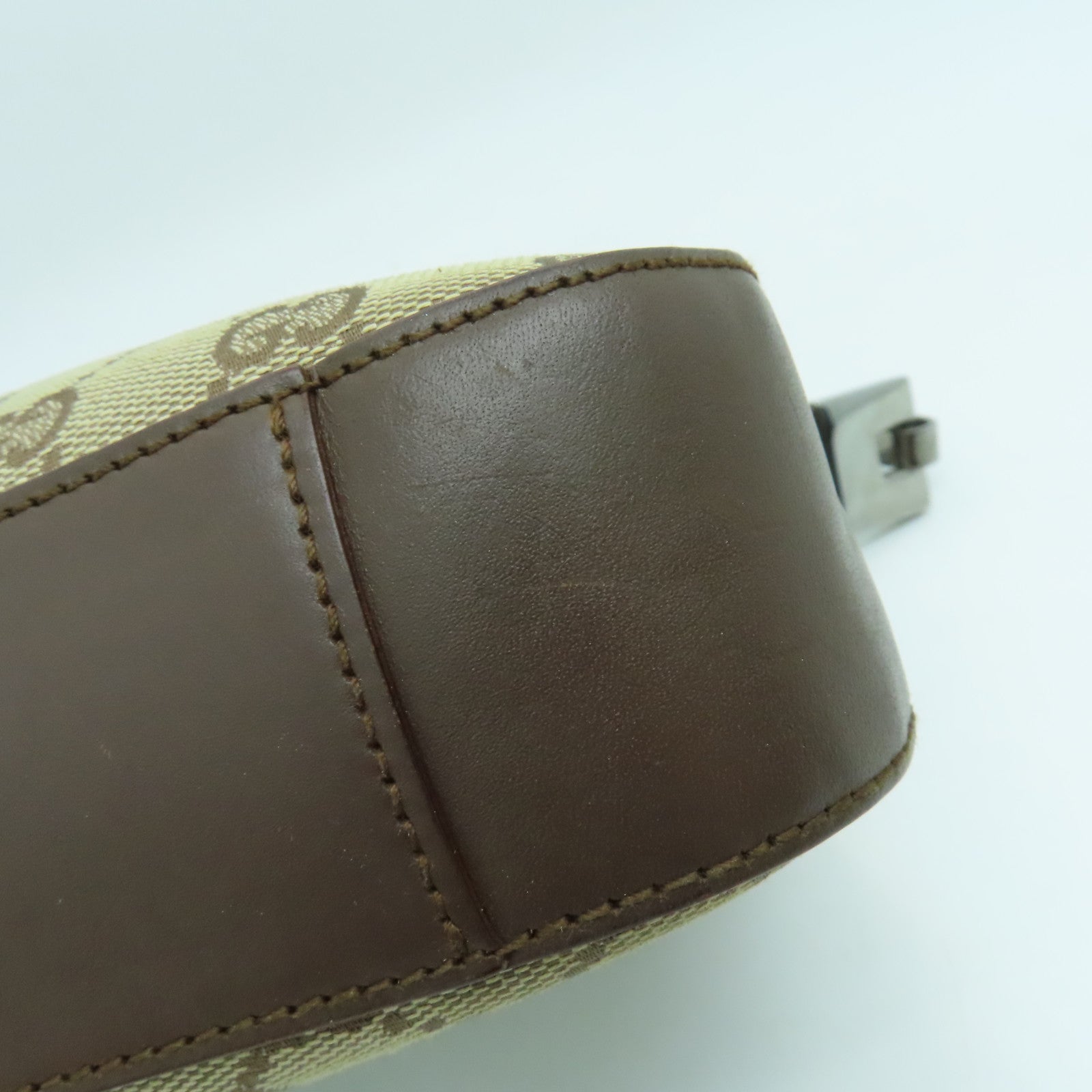 GUCCI 帆布Shoulder Bag銀扣手挽袋/肩背袋啡色