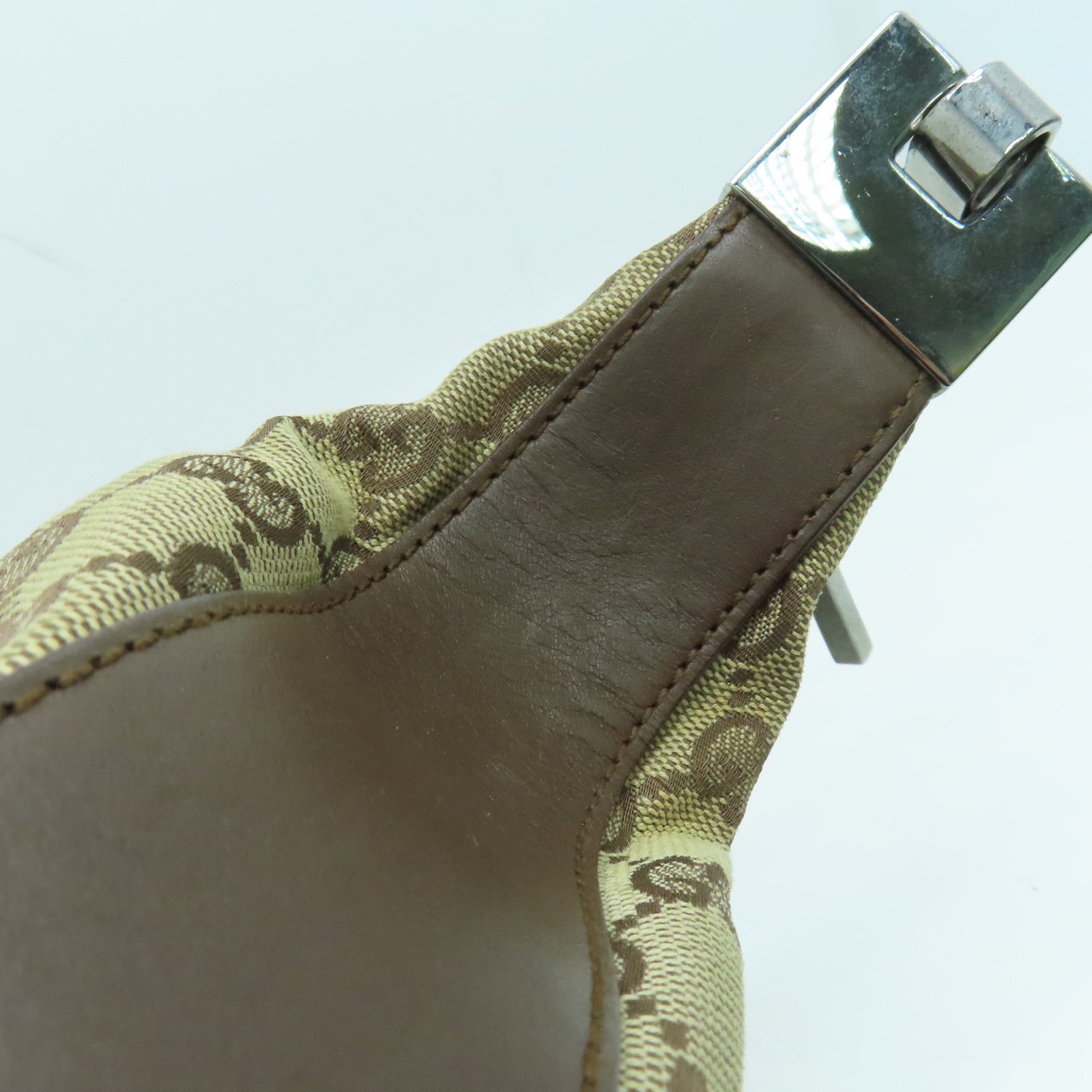 GUCCI 帆布Shoulder Bag銀扣手挽袋/肩背袋啡色
