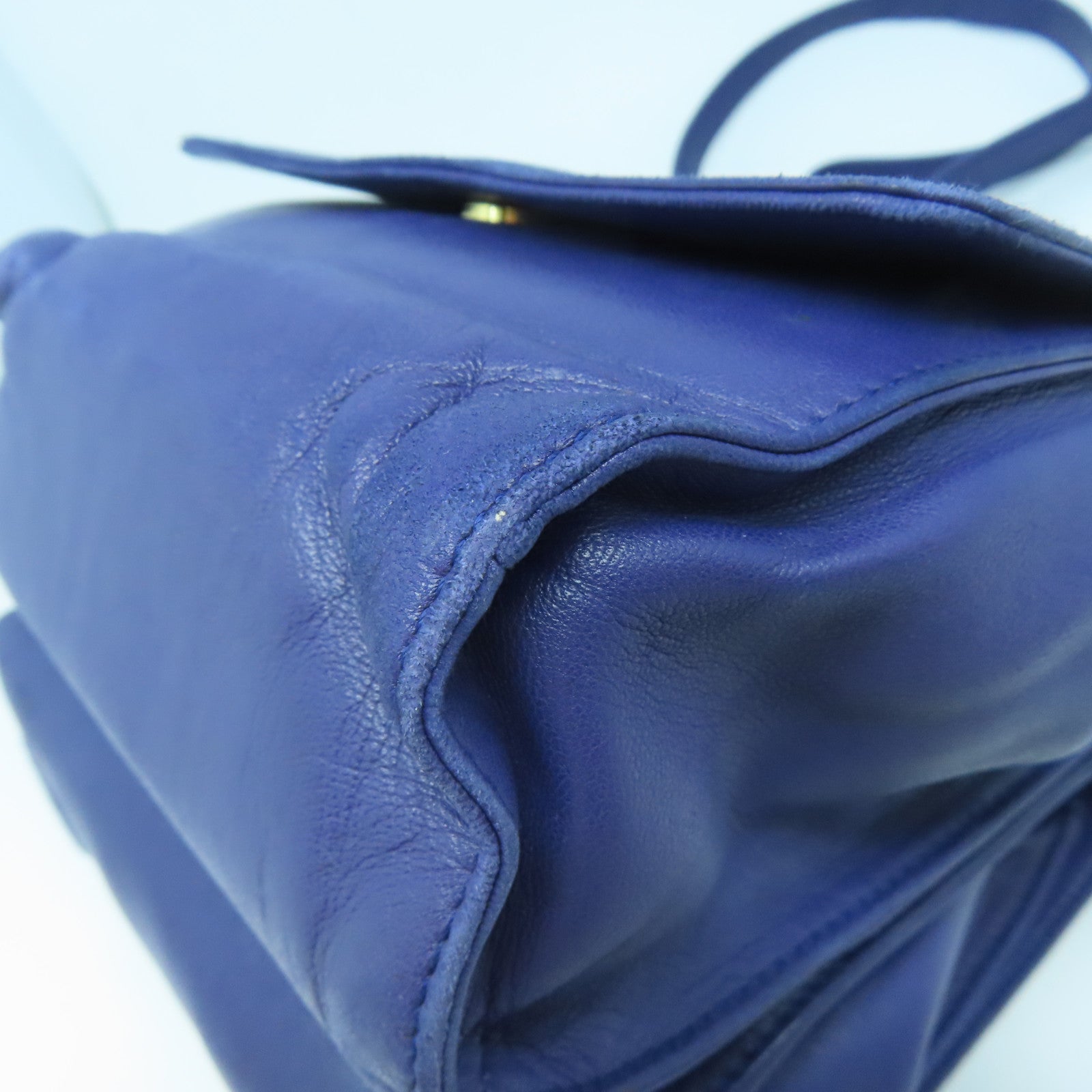 LOEWE 羊皮皮革Shoulder Bag金扣手挽肩背兩用袋藍色