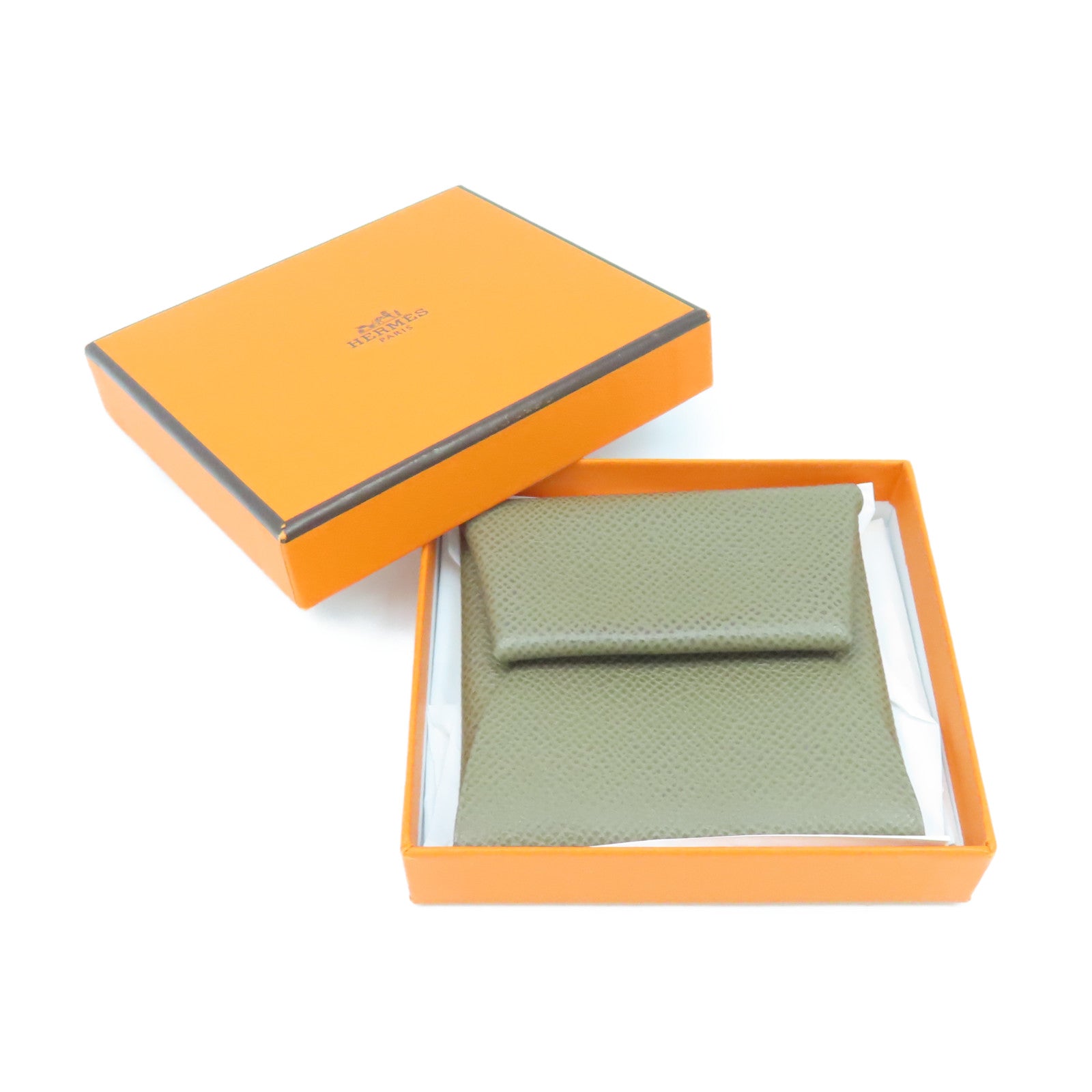 HERMES 【激減優惠】Veau Epsom皮革Bastia銀扣零錢包大象灰色
