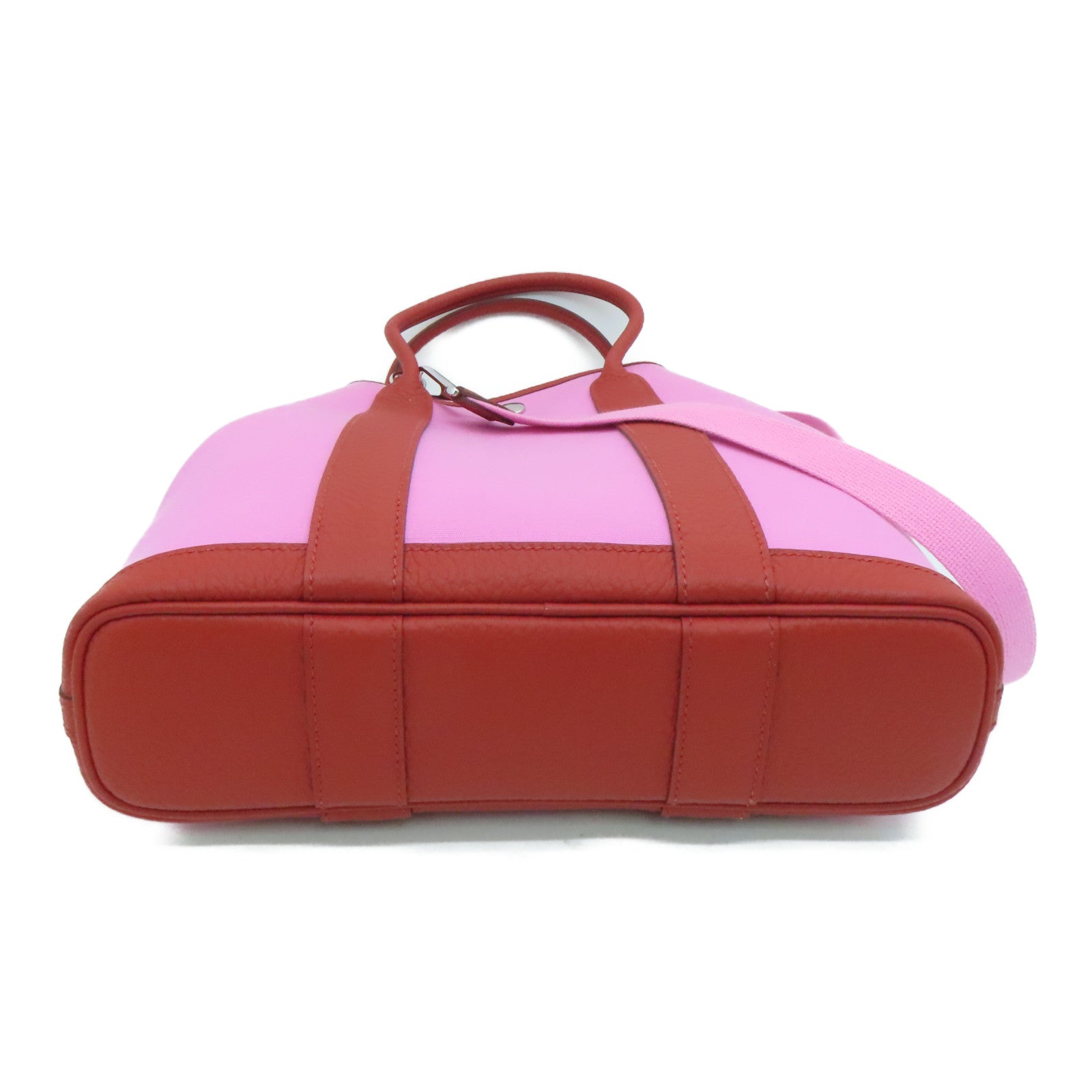 HERMES 帆布Garden File銀扣手挽袋Pink粉紅色