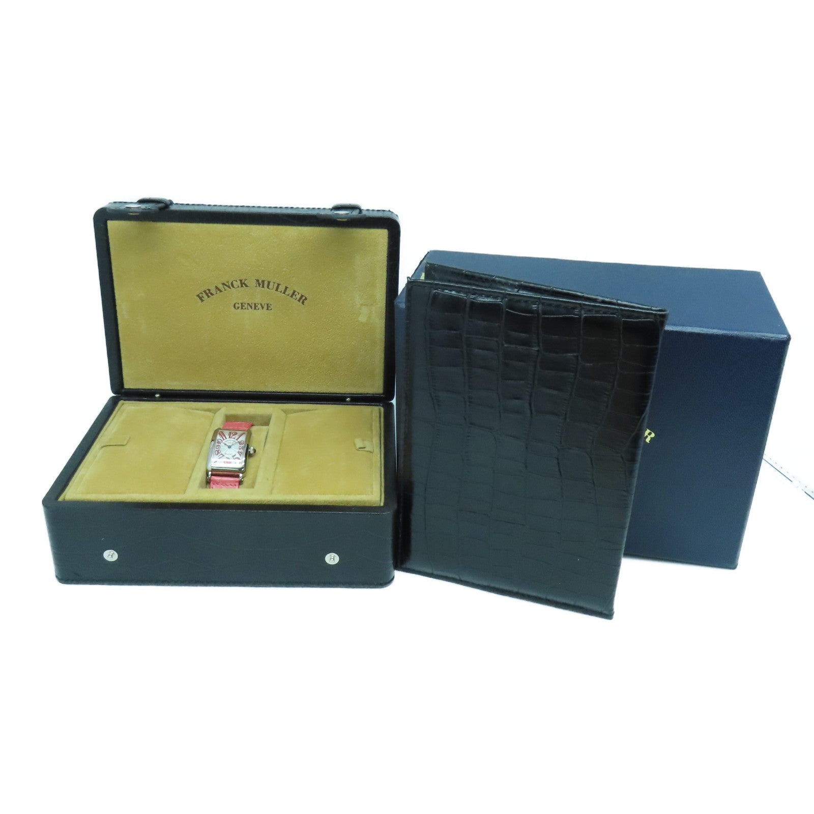 FRANCK MULLER Long Island Sakura 18K白金/皮革手錶石英機芯銀色/粉紅色