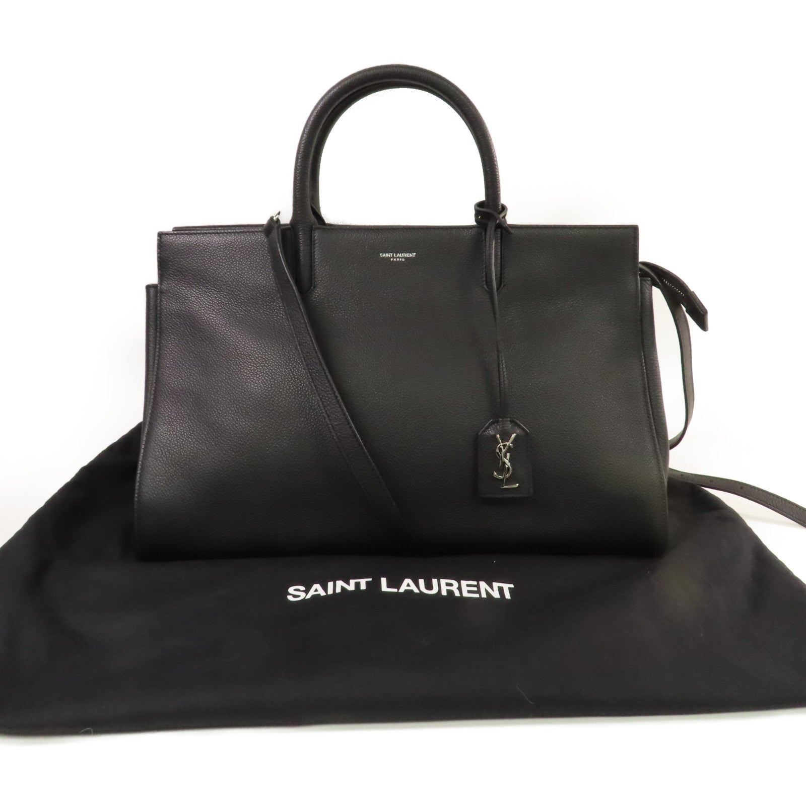 SAINT LAURENT 牛皮皮革Cabas Rive Gauche Bag手挽肩背兩用袋黑色