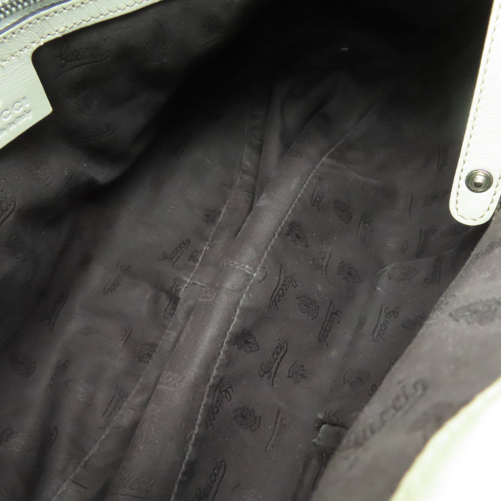 GUCCI 帆布/皮革Shoulder Bag金扣/銀扣肩背袋啡色/白色